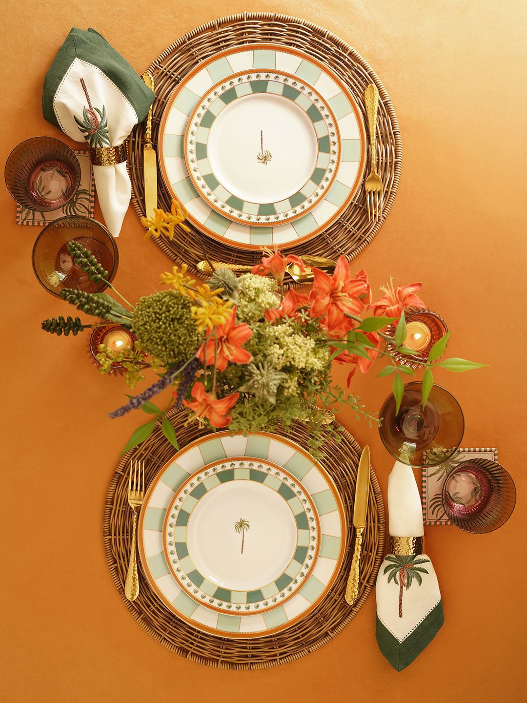 

Pure Home and Living Orange & Green 2 Pieces Printed Glossy Dinner Plates