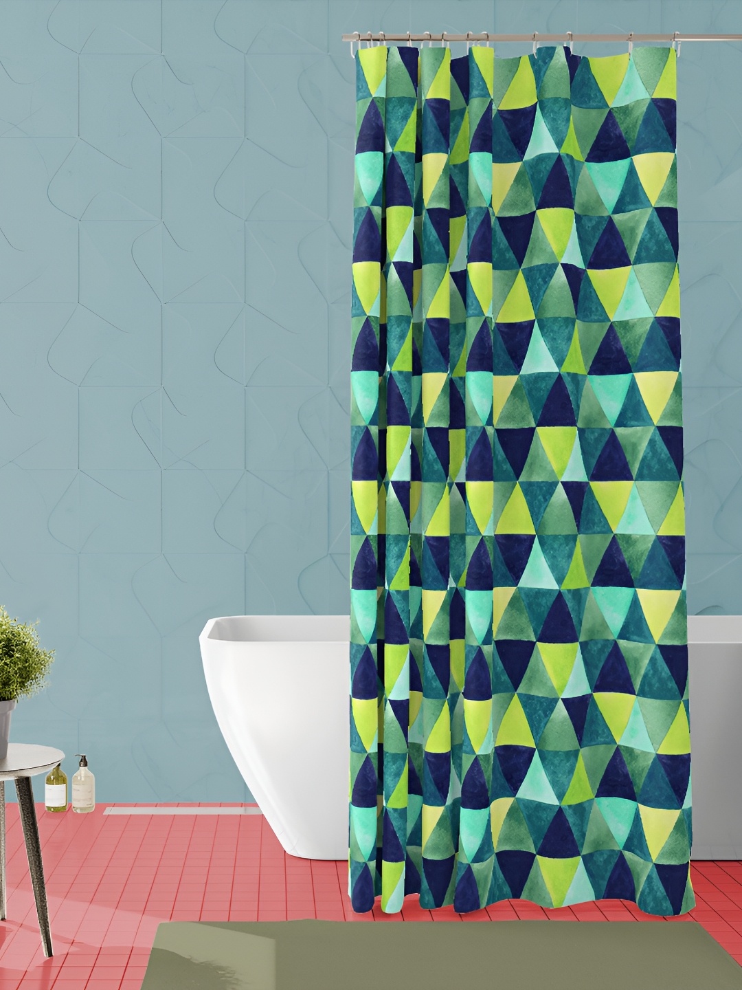 

ArtzFolio Blue & Green Geometric Printed Waterproof Shower Curtain