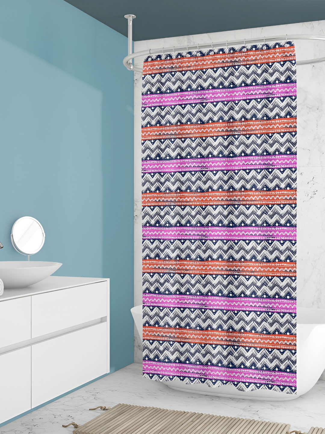 

ArtzFolio Pink & Black Printed Waterproof Shower Curtain