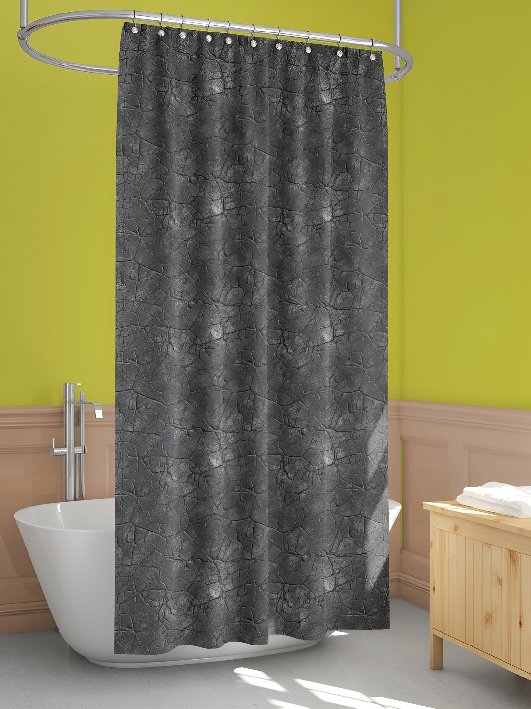 

ArtzFolio Grey Melange & White Printed Waterproof Shower Curtain