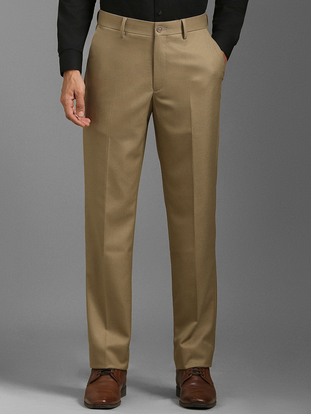 

Louis Philippe Men Slim Fit Formal Trousers, Khaki