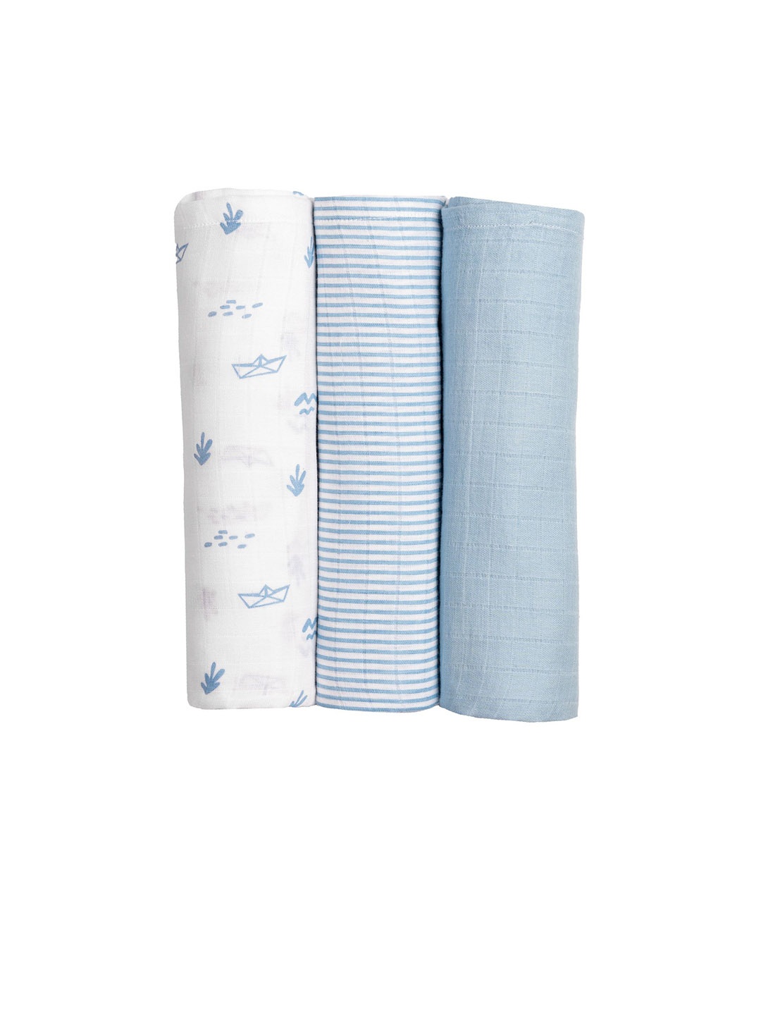 

Masilo Unisex Set Of 3 Sea Breeze Printed Swaddles, Blue