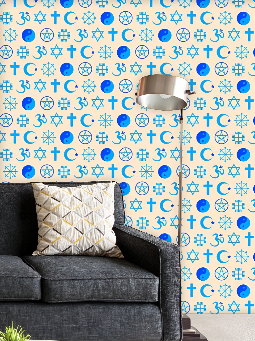 

ArtzFolio Printed UV-Resistant Anti-Bacterial Religious Symbols Peel & Stick Wallpaper, Multi