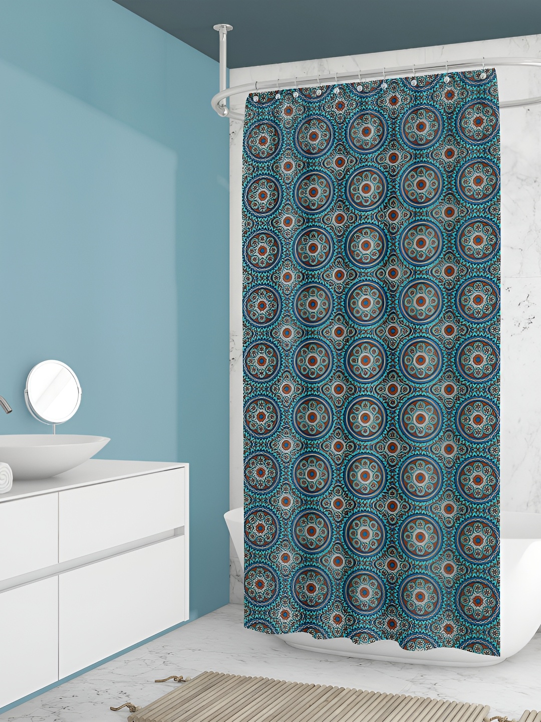 

ArtzFolio Single Piece Waterproof Polyester Shower Curtain, Multi