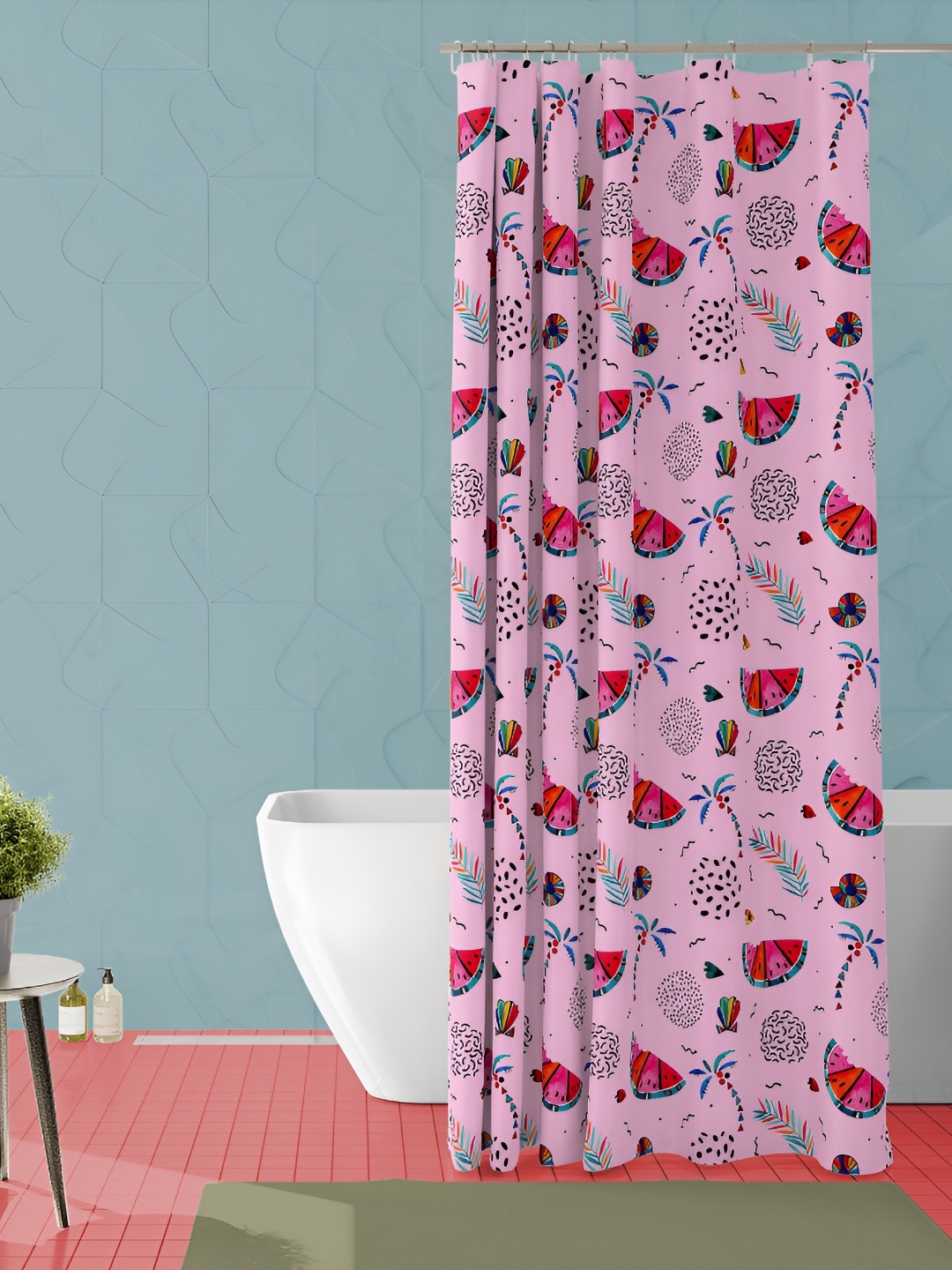 

ArtzFolio Pink & Red Abstract Printed Waterproof Shower Curtain