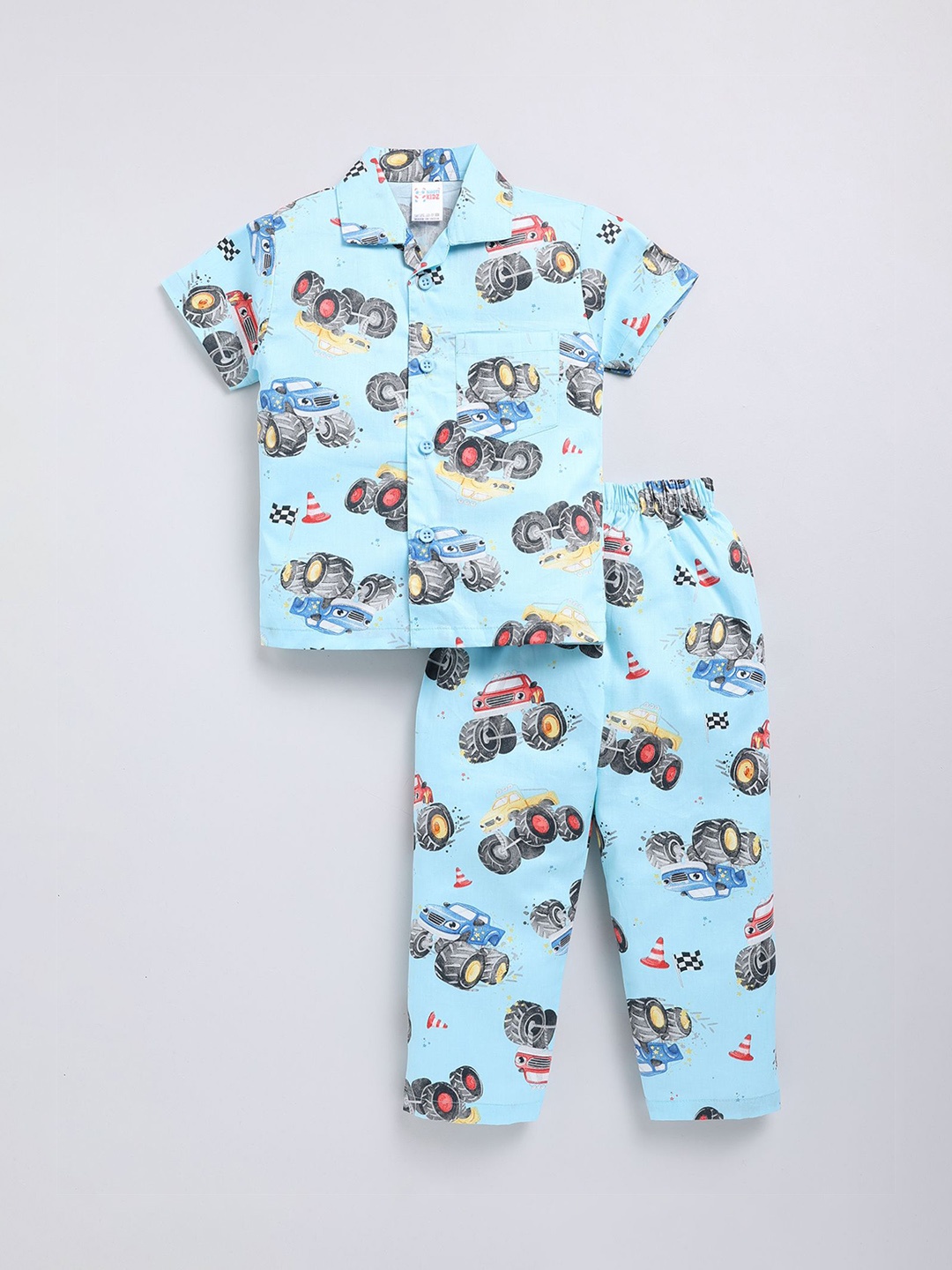 

NAUTI KIDZ Boys Printed Pure Cotton Night suit, Blue