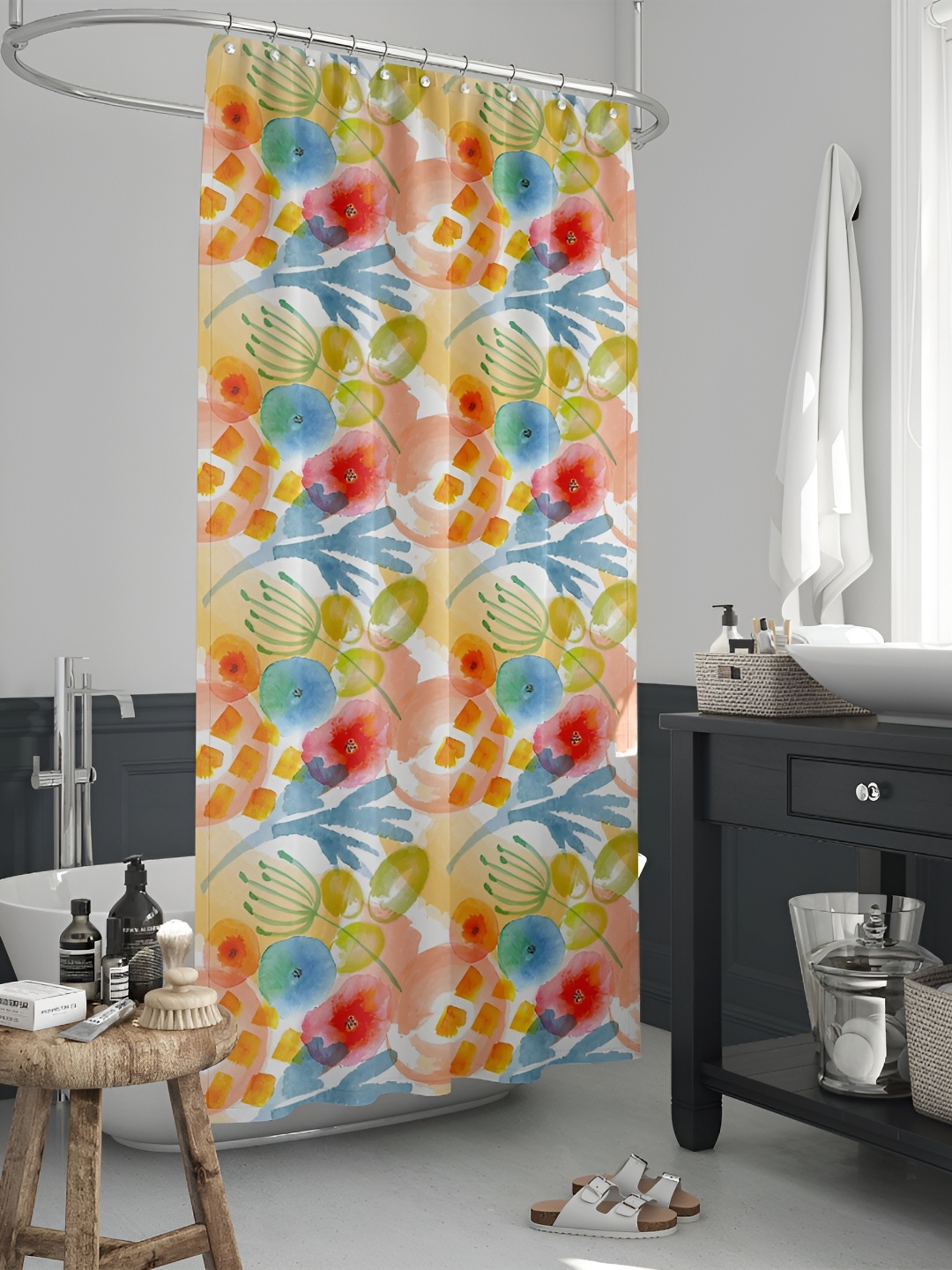 

ArtzFolio Single Piece Waterproof Polyester Shower Curtain, Multi