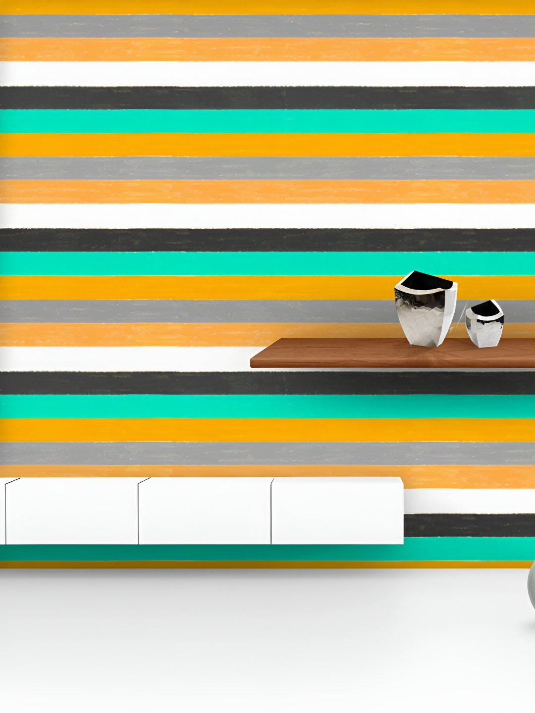 

ArtzFolio Printed UV-Resistant Anti-Bacterial Hand-Drawn Colorful Stripes Peel & Stick Wallpaper, Multi