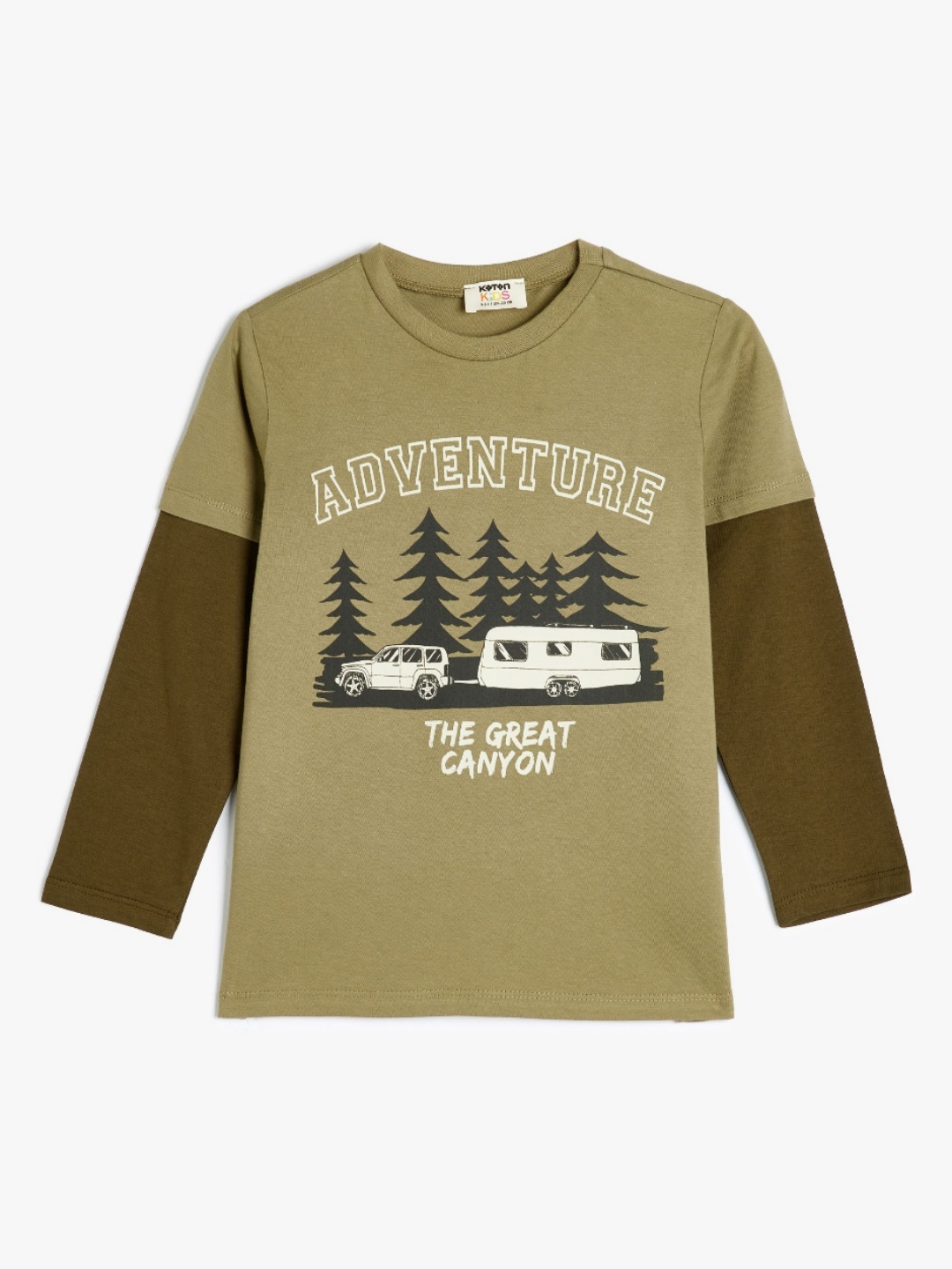 

Koton Boys Graphic Printed Round Neck Cotton T-shirt, Brown