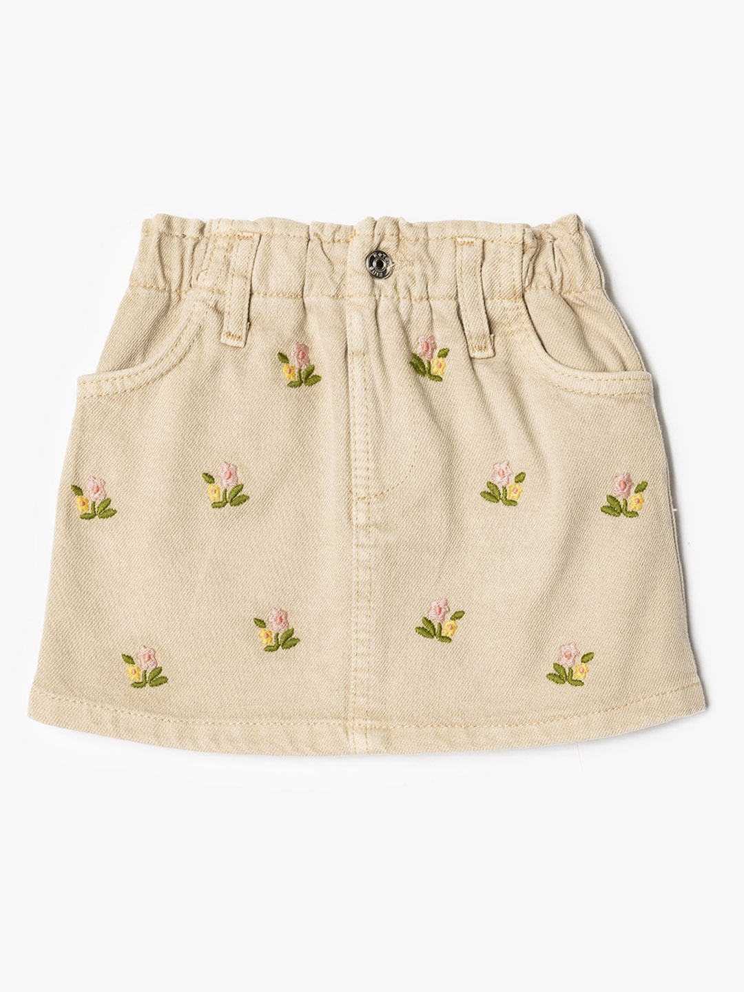 

Koton Girls Pure Cotton Floral Embroidered Mini Skirt, Beige