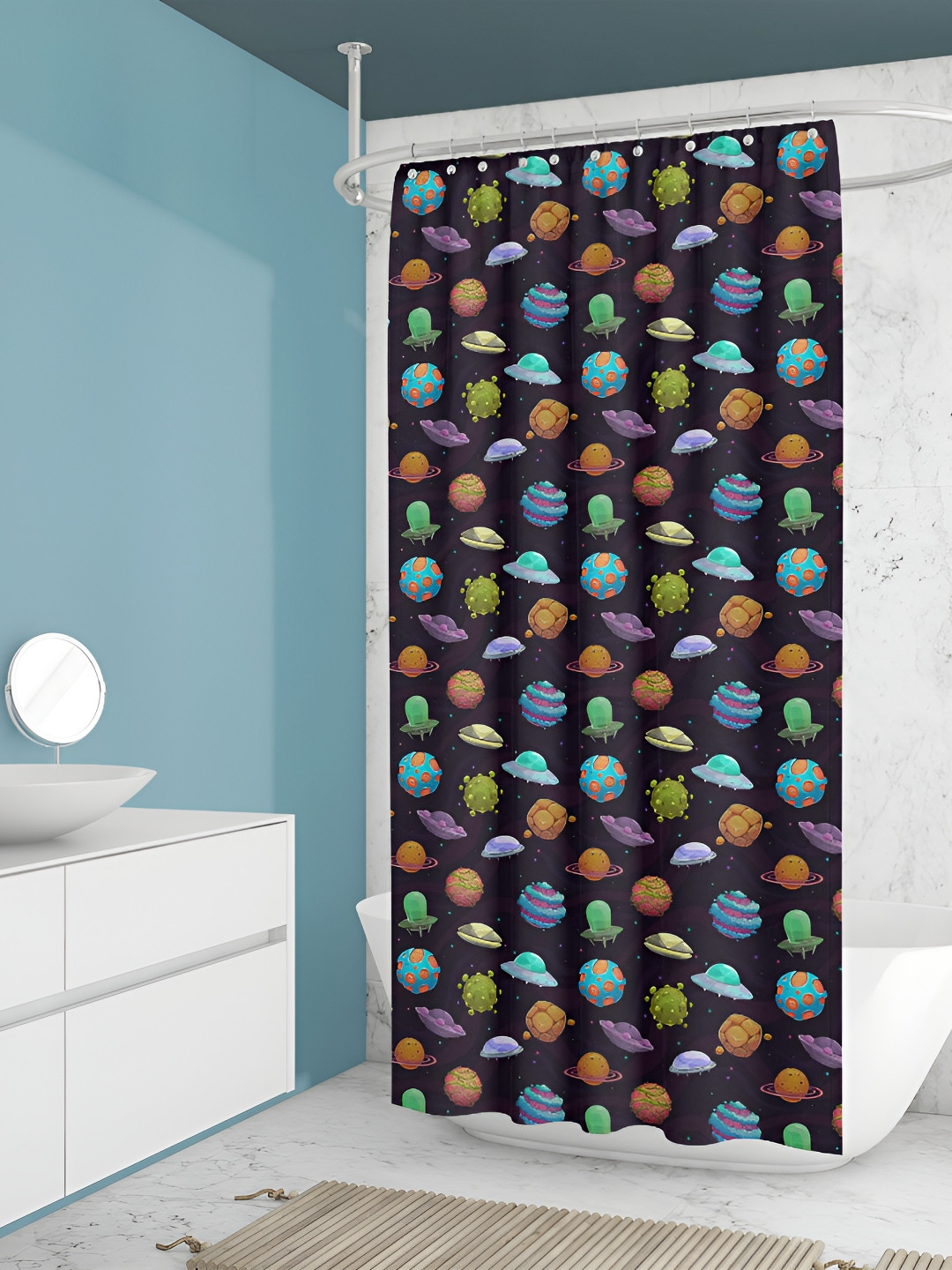 

ArtzFolio Black & Orange Printed Waterproof Shower Curtain