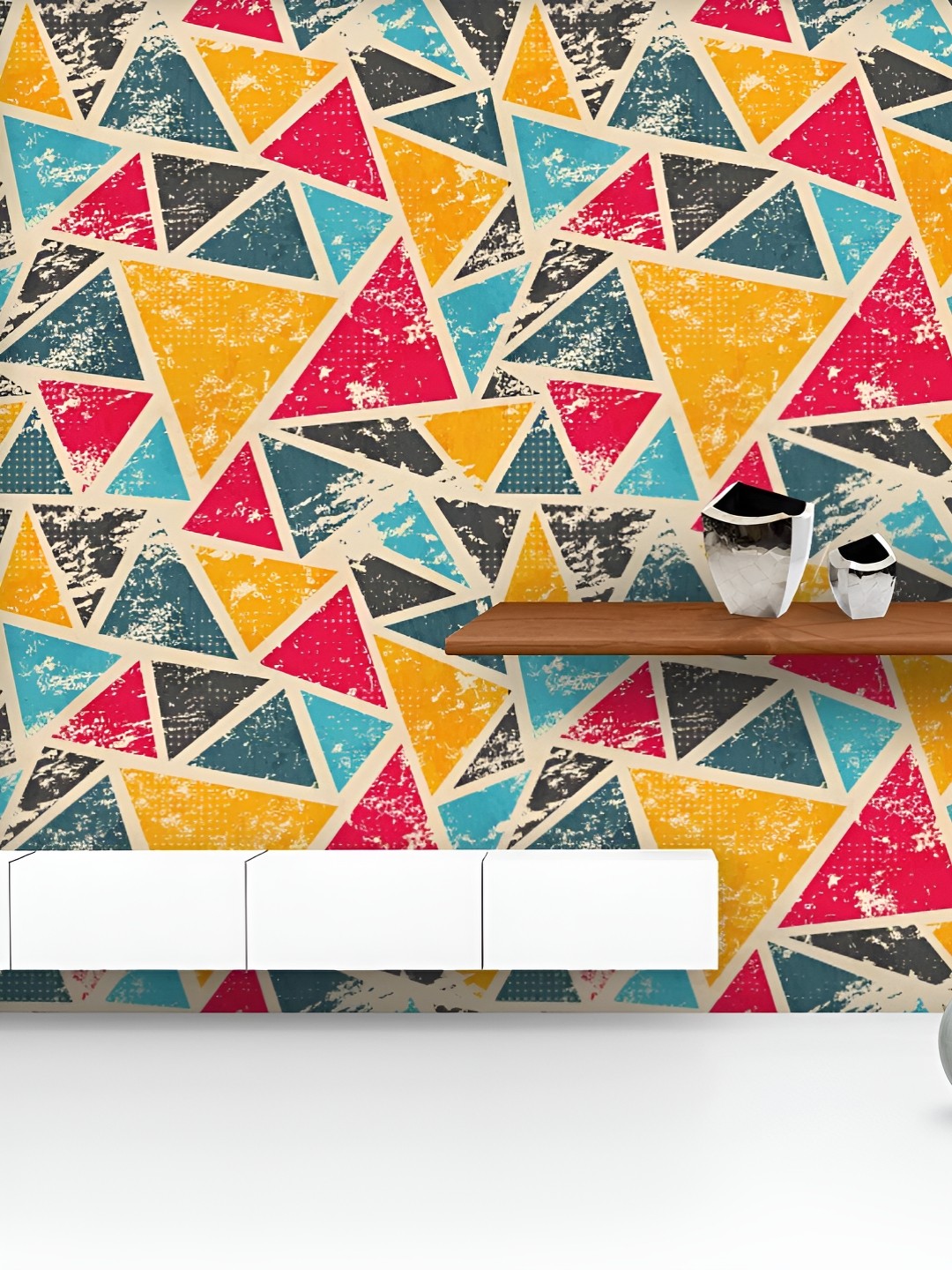 

ArtzFolio Printed UV-Resistant Anti-Bacterial Grunge Triangle Peel & Stick Wallpaper, Multi