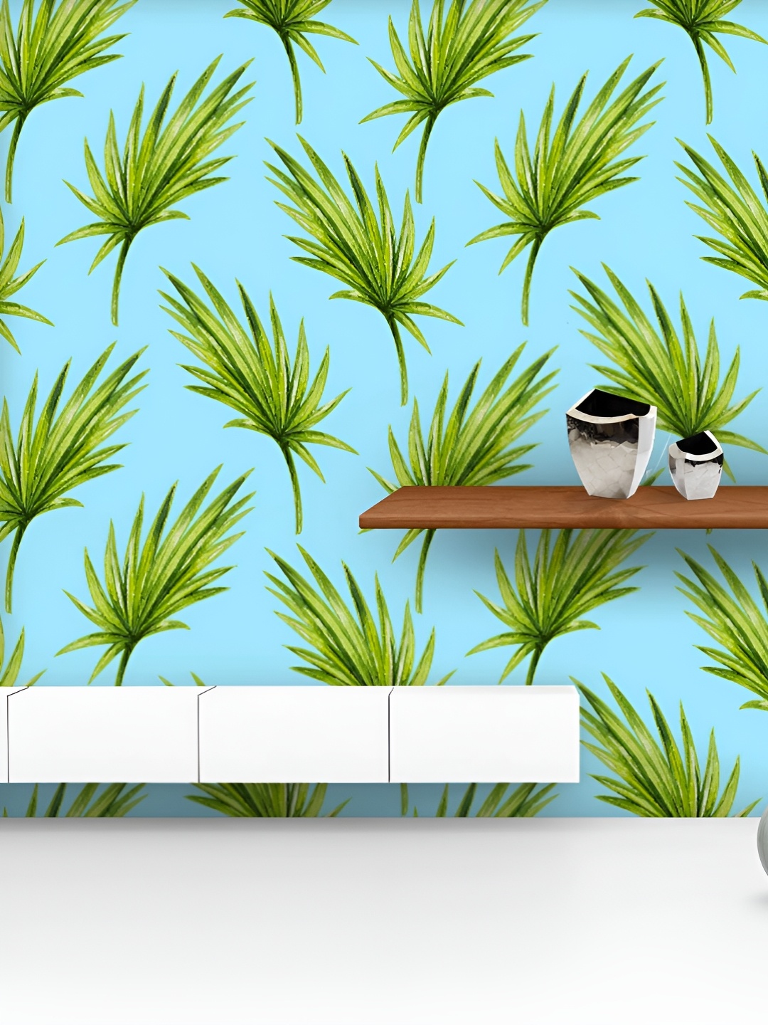 

ArtzFolio Printed UV-Resistant Anti-Bacterial Tropical Palm Leaves Peel & Stick Wallpaper, Multi