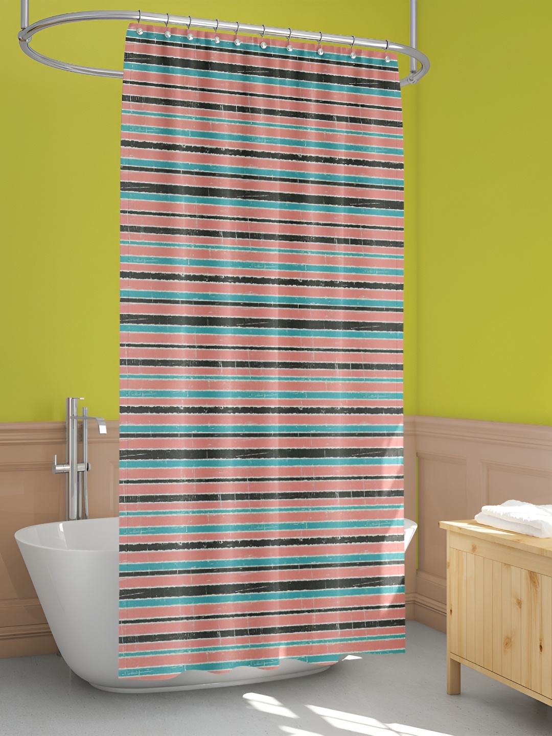 

ArtzFolio Red-Blue & Black Printed Waterproof Shower Curtain