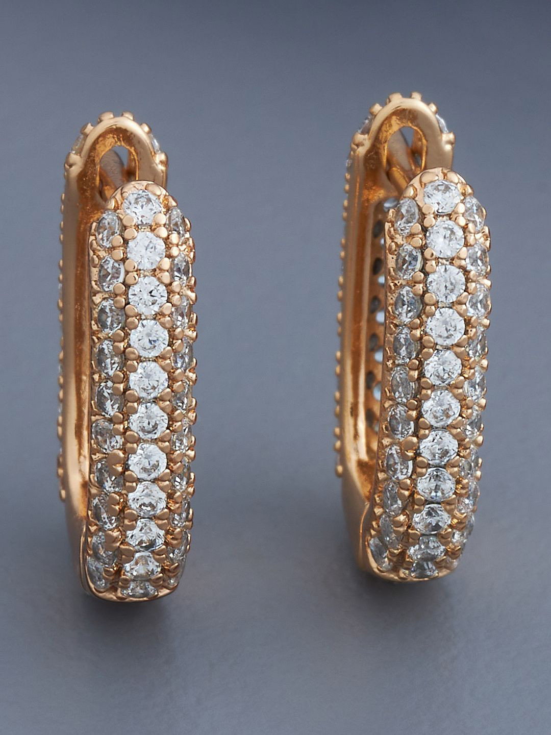 

Kushal's Fashion Jewellery Gold-Plated Zircon Circular Hoop Earrings
