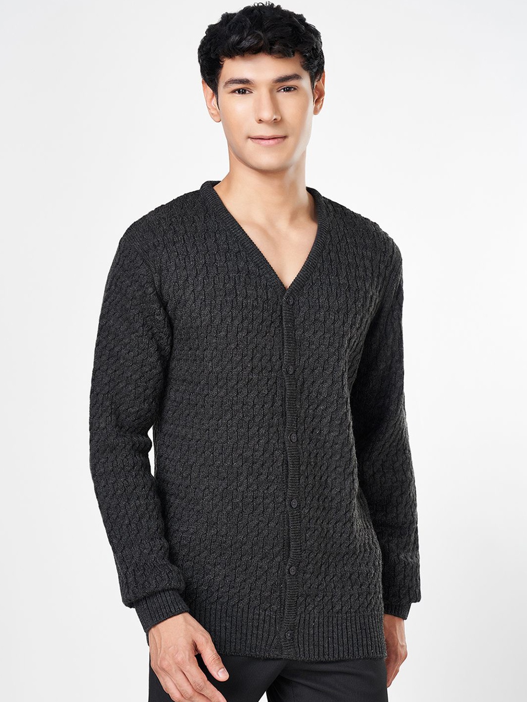 

BYFORD by Pantaloons Men V-Neck Cardigan, Grey