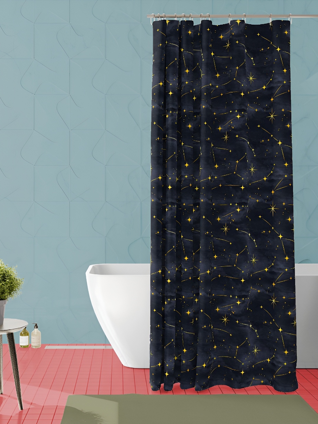 

ArtzFolio Black and Yellow Conversational Printed Waterproof Shower Curtain