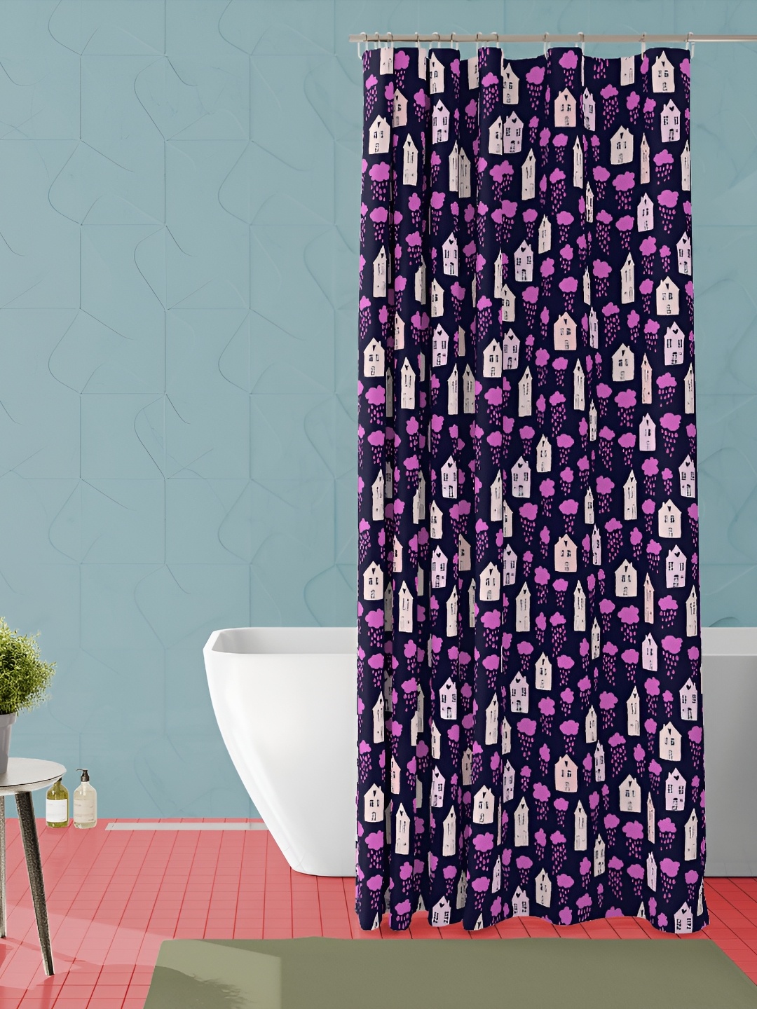 

ArtzFolio Black & Purple Printed Waterproof Shower Curtain