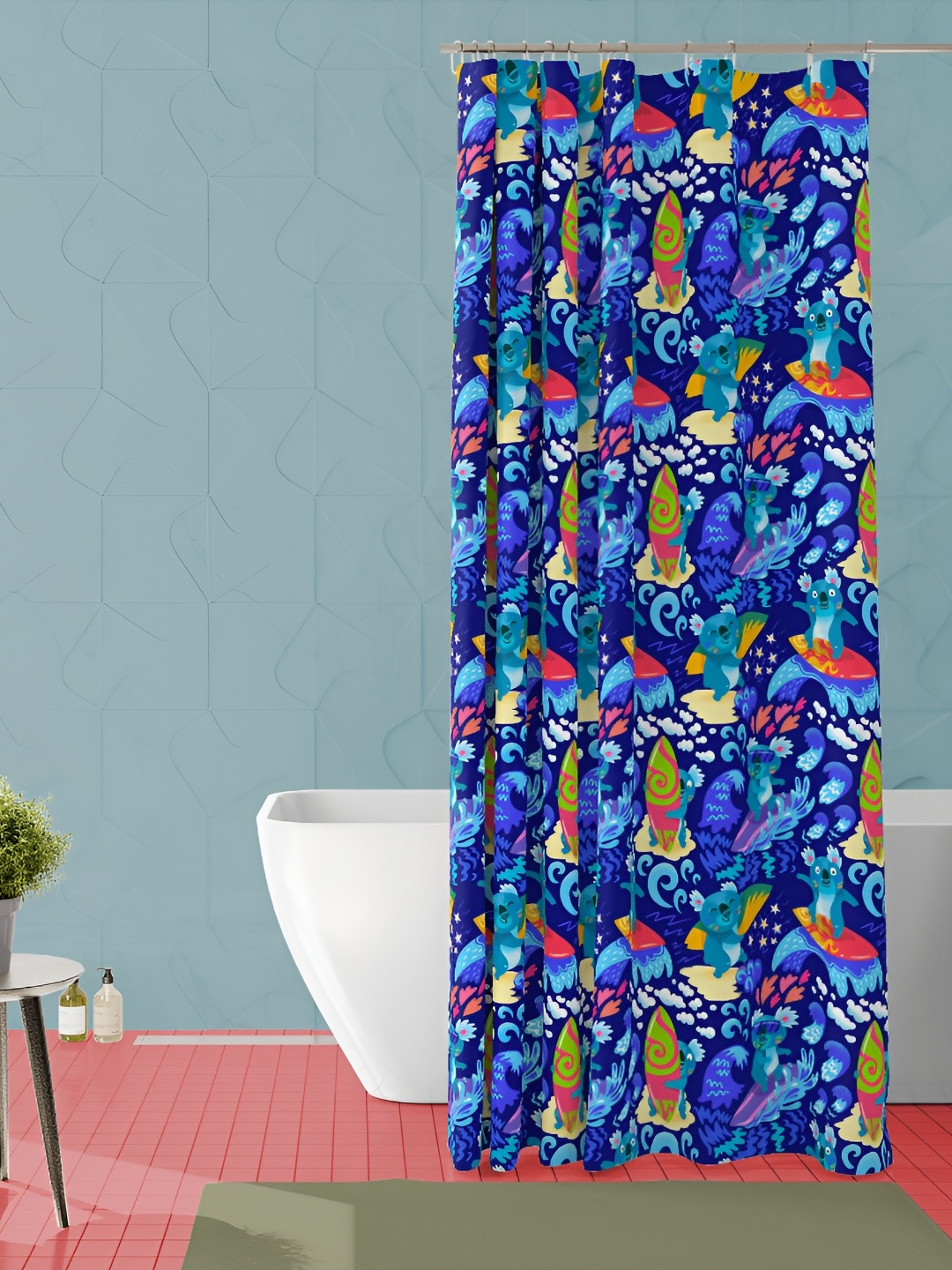 

ArtzFolio Blue & Green Printed Waterproof Shower Curtain