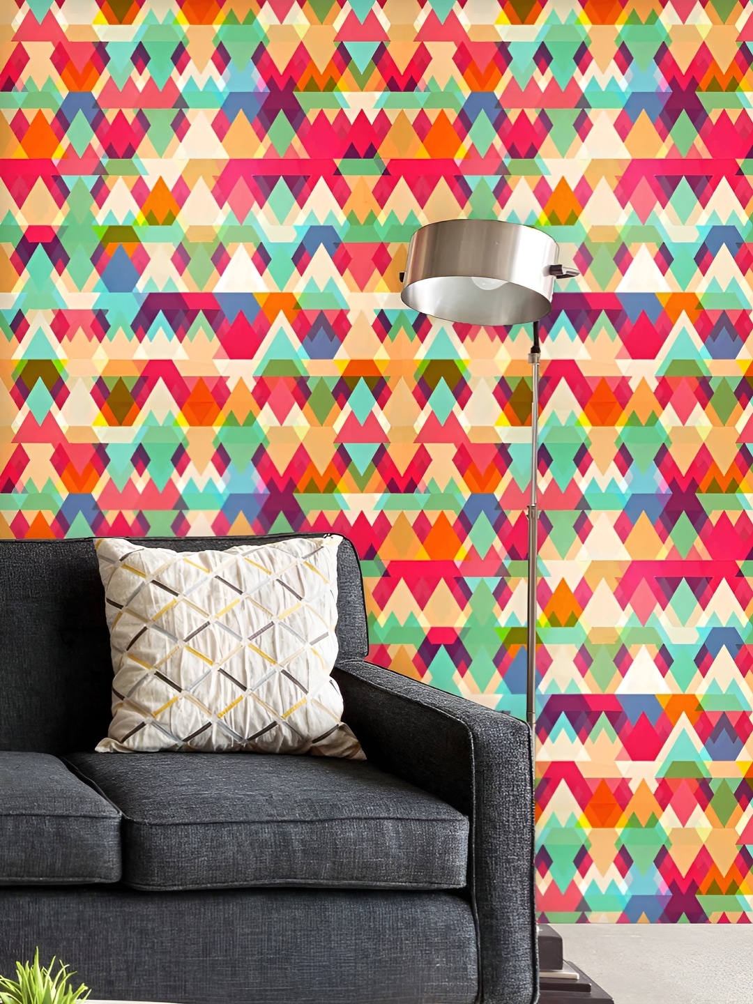 

ArtzFolio Printed UV-Resistant Anti-Bacterial Triangles Peel & Stick Wallpaper, Multi