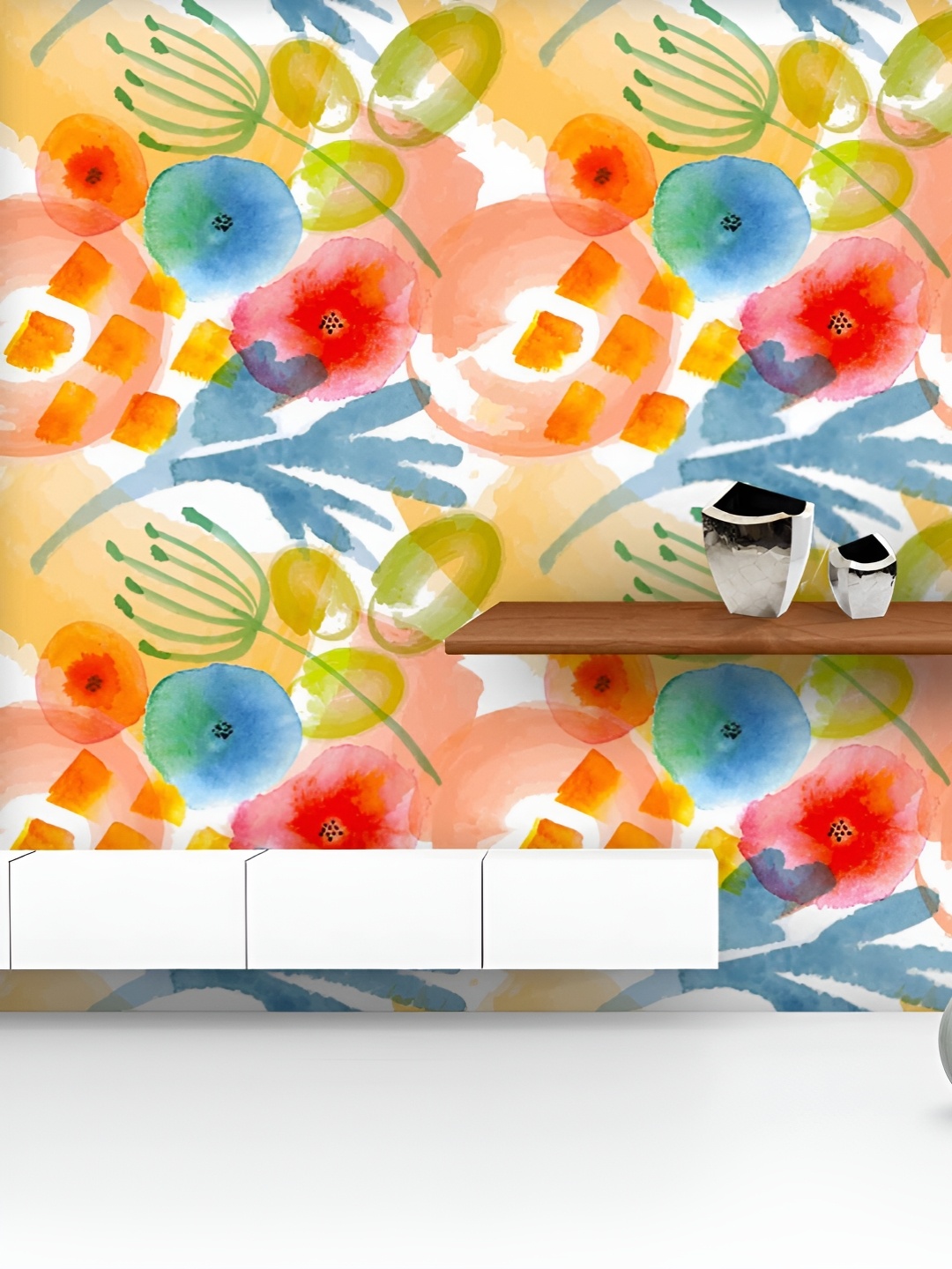 

ArtzFolio Printed UV-Resistant Anti-Bacterial Modern Floral Art Peel & Stick Wallpaper, Multi