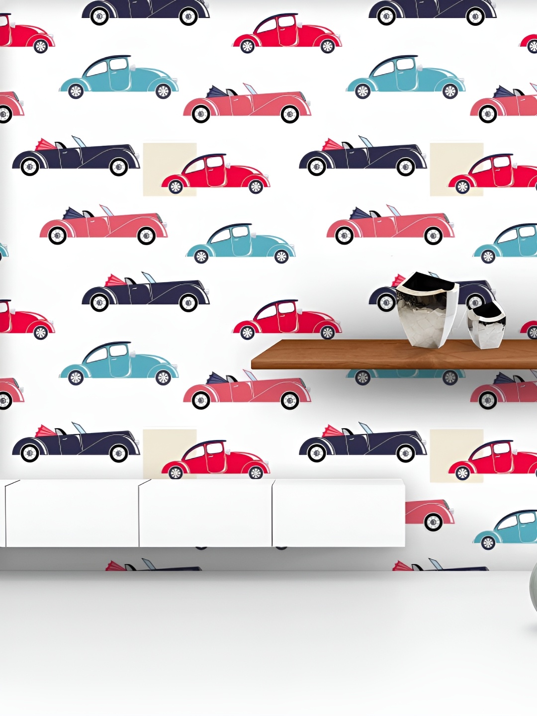 

ArtzFolio Printed UV-Resistant Anti-Bacterial Retro Cars Peel & Stick Wallpaper, Multi