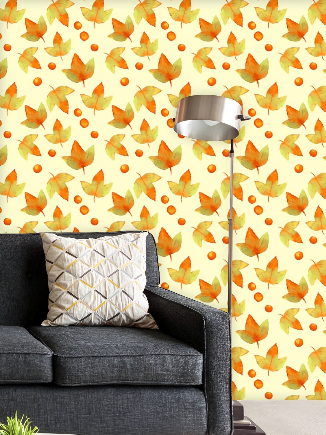 

ArtzFolio Printed UV-Resistant Anti-Bacterial Watercolor Autumn Leaves Peel & Stick Wallpaper, Multi