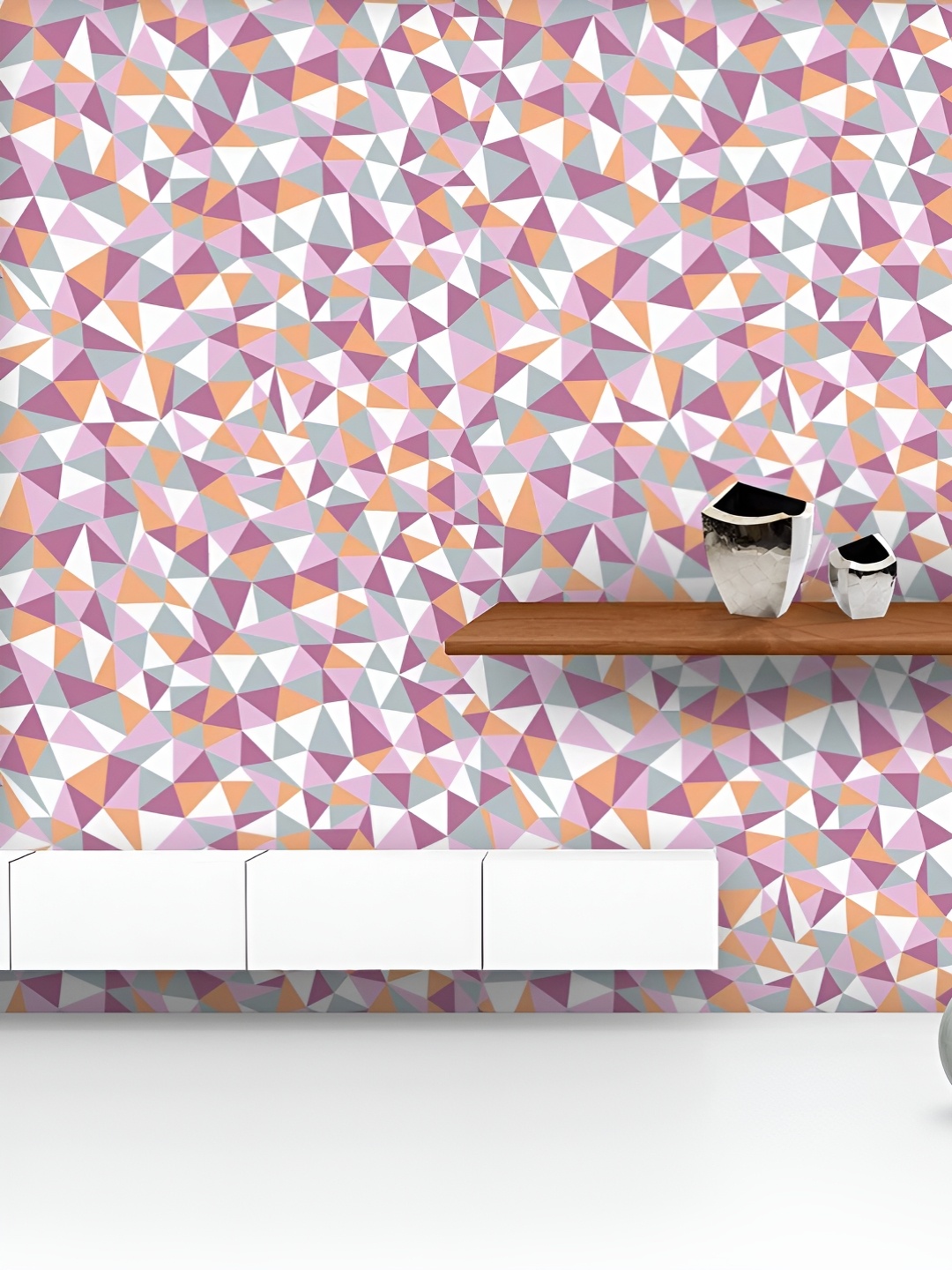 

ArtzFolio Printed UV-Resistant Anti-Bacterial Mosaic Triangles Peel & Stick Wallpaper, Multi