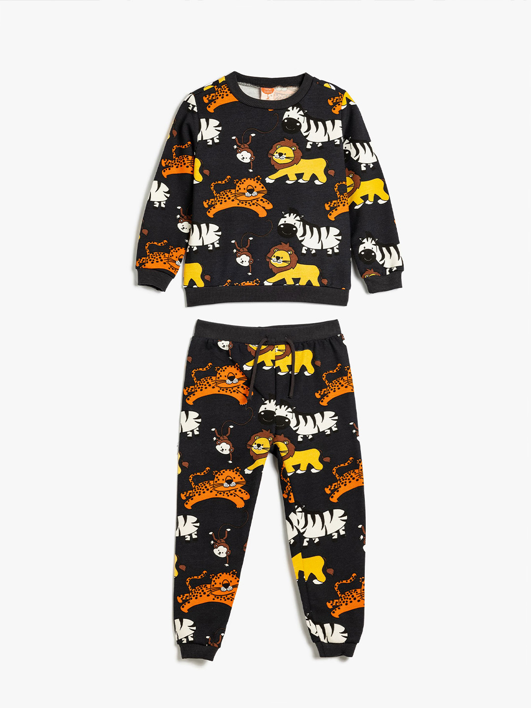

Koton Boys Printed Round Neck Long Sleeves Pure Cotton Sweatshirt With Jogger, Black