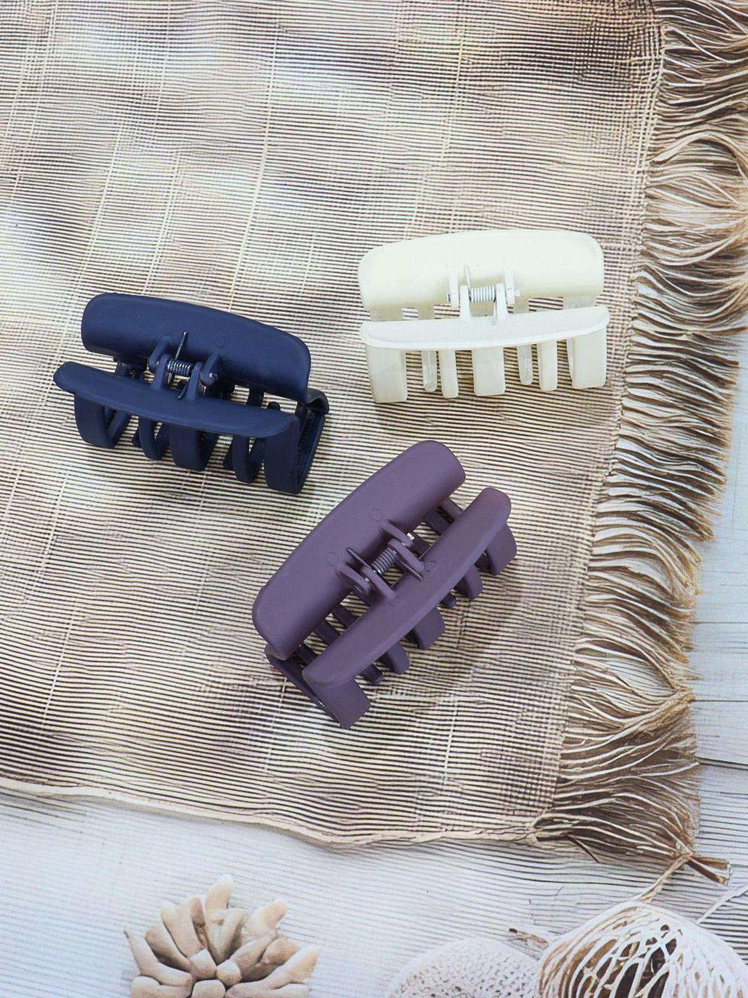 

KRENOZ Women Set of 3 Matte Finish Hair Claw Clips, White