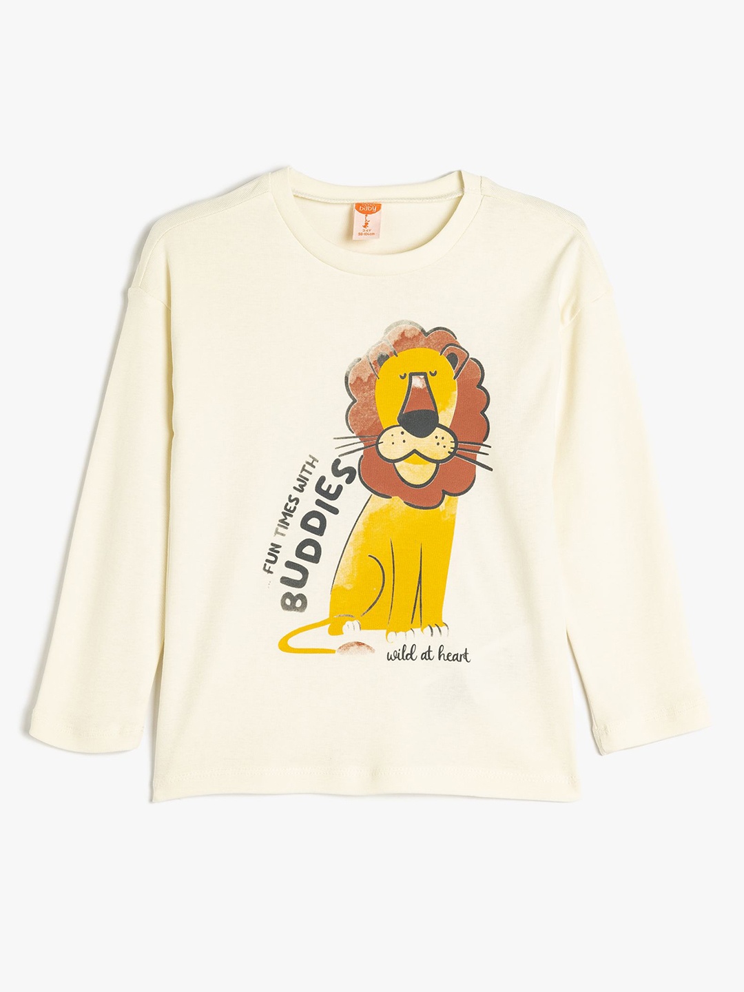 

Koton Boys Graphic Printed Round Neck Cotton T-shirt, Beige
