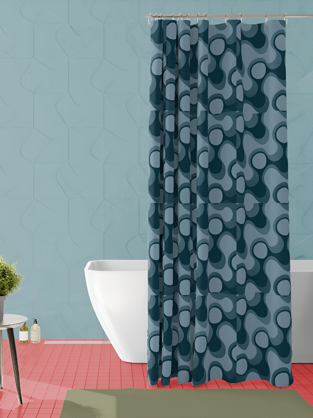 

ArtzFolio Teal Blue Printed Water Proof Shower Curtain