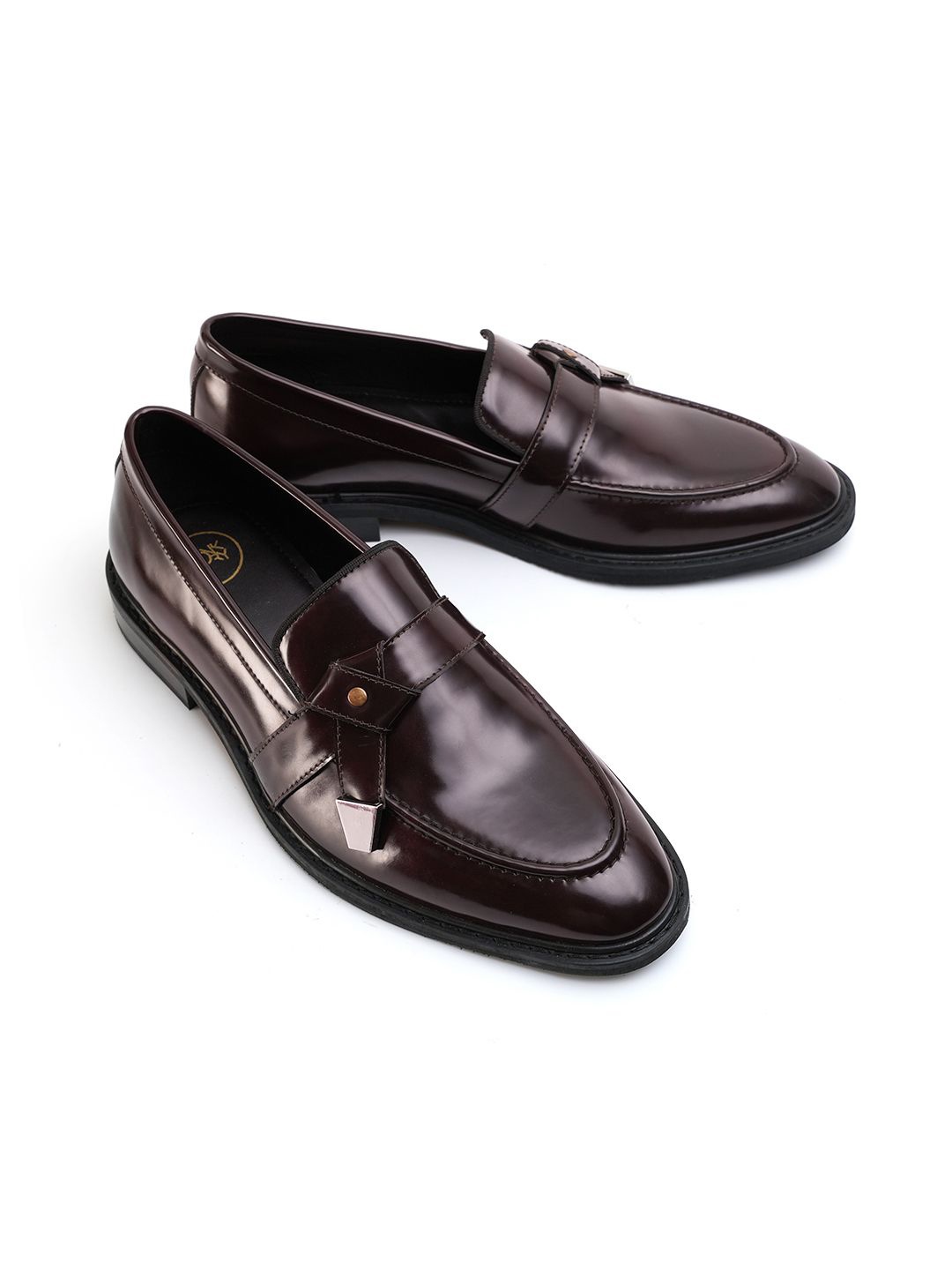 

MONKSTORY Men Belted Slip On Formal Shoes, Burgundy