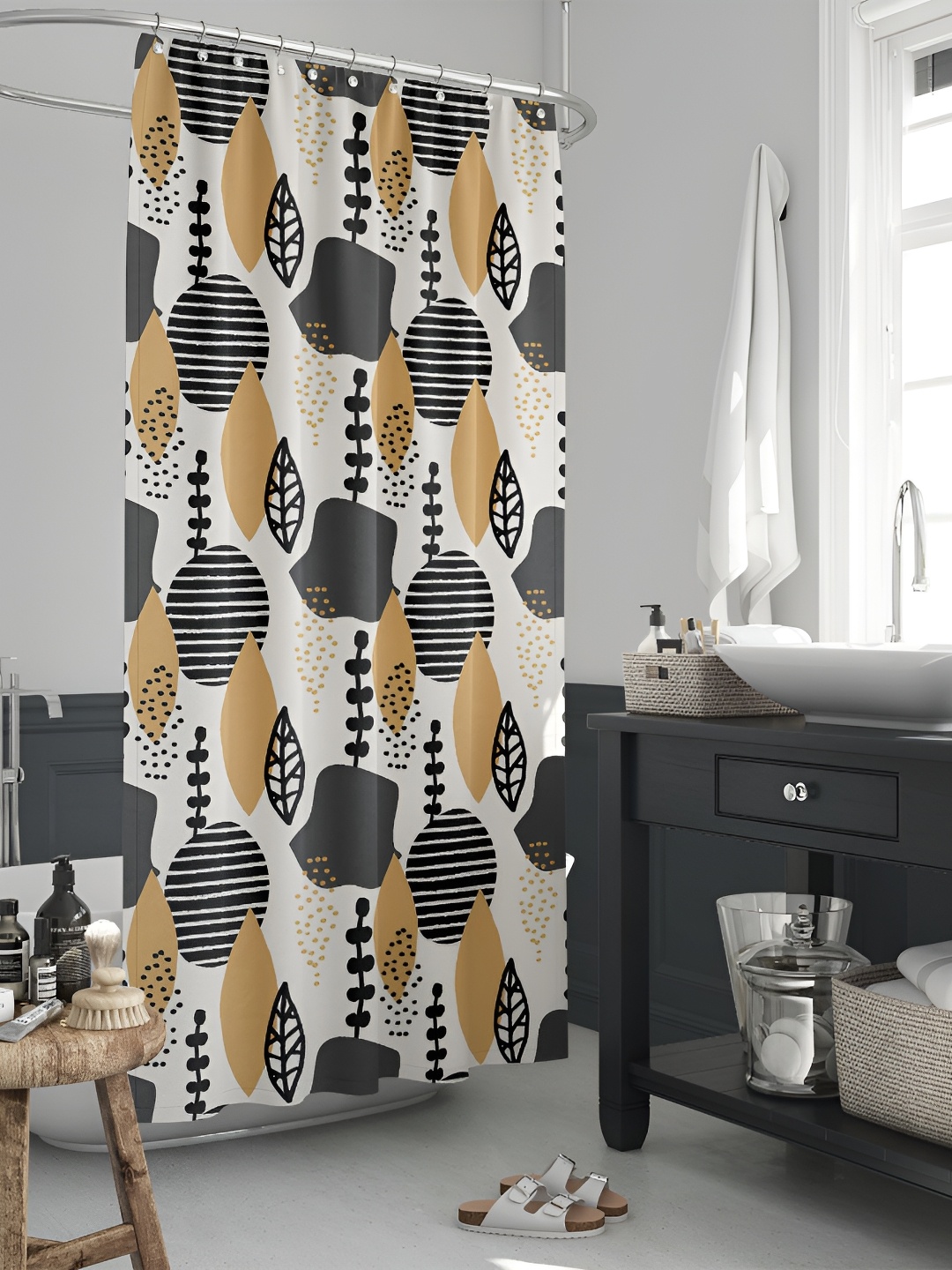 

ArtzFolio Black & White Printed Waterproof Shower Curtain