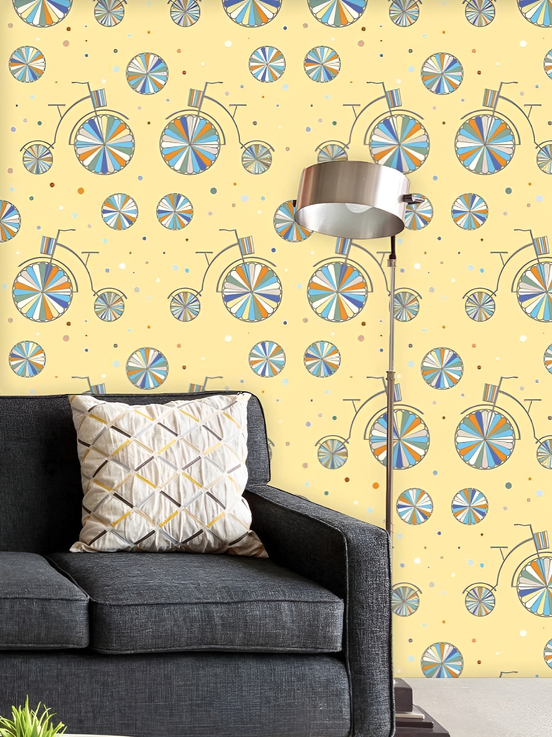 

ArtzFolio Printed UV-Resistant Anti-Bacterial Vintage Bicycle Peel & Stick Wallpaper, Multi