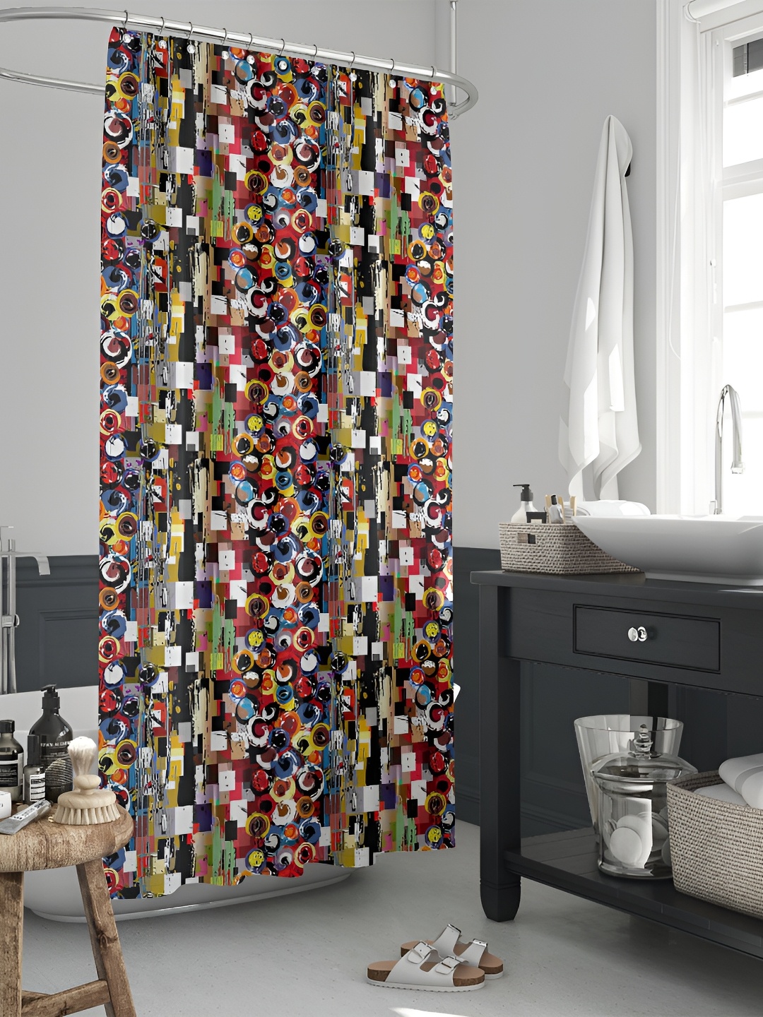 

ArtzFolio Black & White Printed Waterproof Shower Curtain