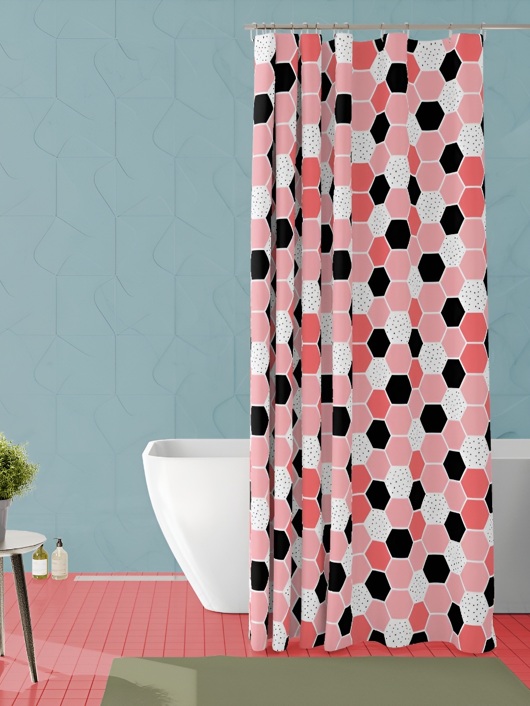 

ArtzFolio Pink & Black Printed Waterproof Shower Curtain