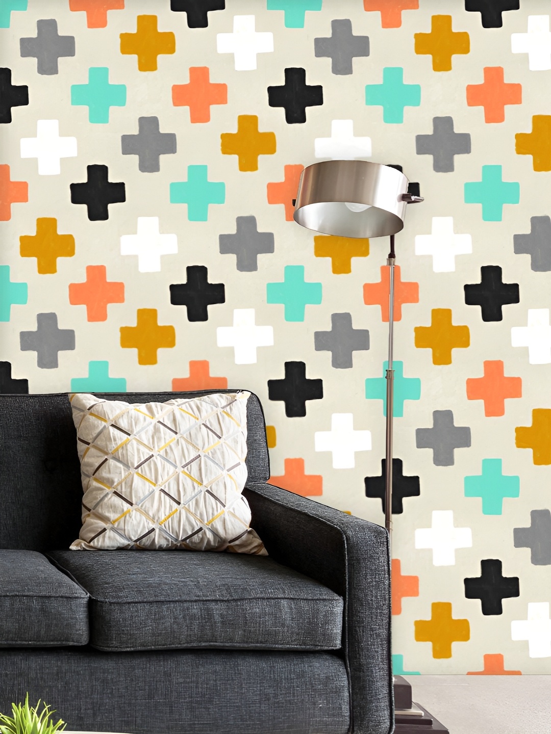 

ArtzFolio Printed UV-Resistant Anti-Bacterial Hand Drawn Geometric Pattern Peel & Stick Wallpaper, Multi