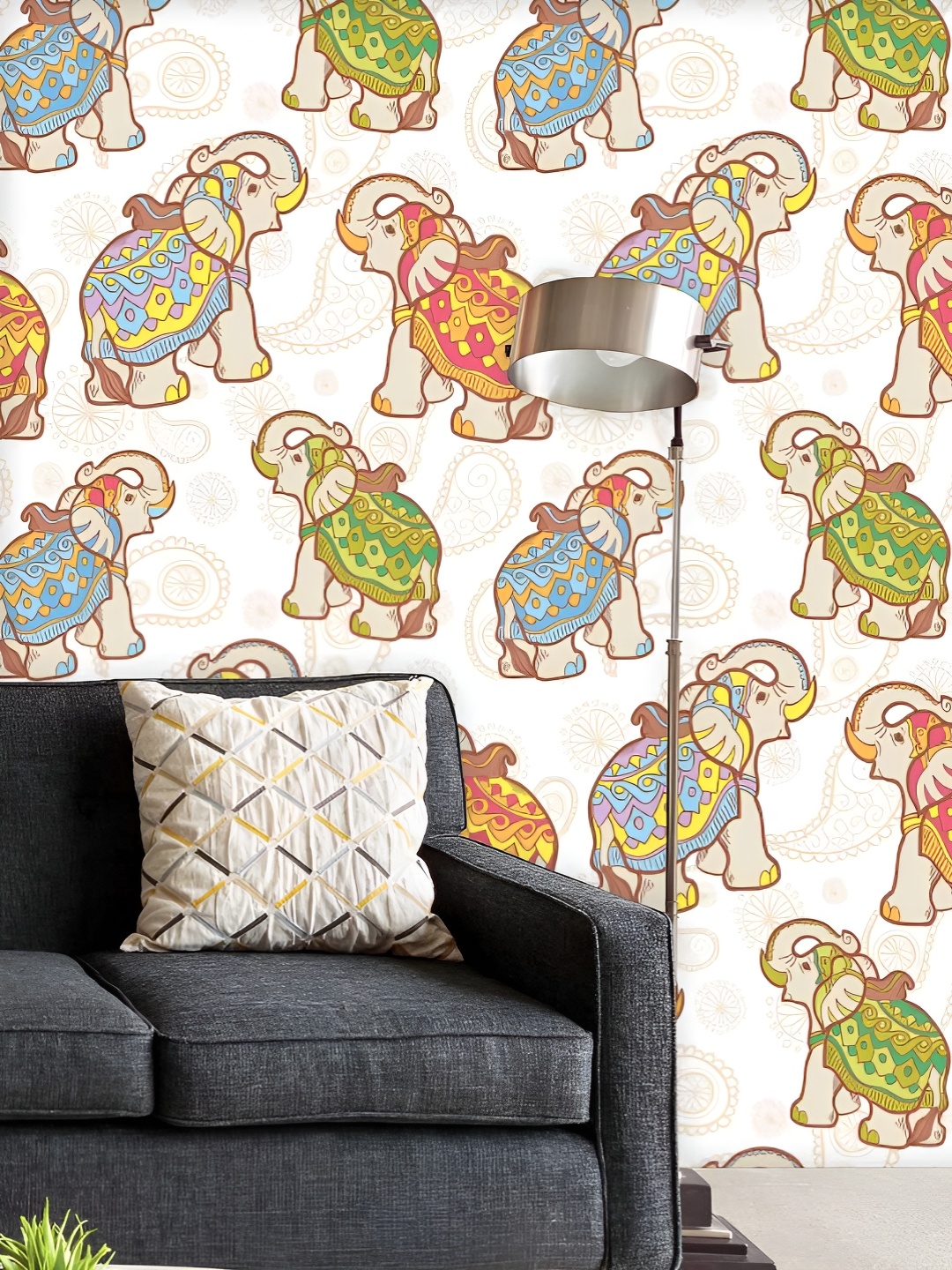 

ArtzFolio Printed UV-Resistant Anti-Bacterial Indian Elephant Peel & Stick Wallpaper, Multi