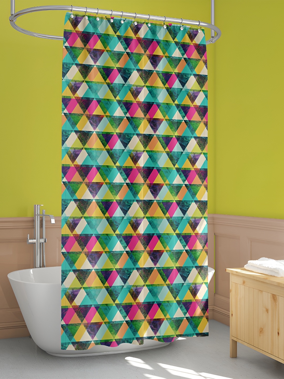 

ArtzFolio Green & Pink Printed WaterProof Shower Curtains