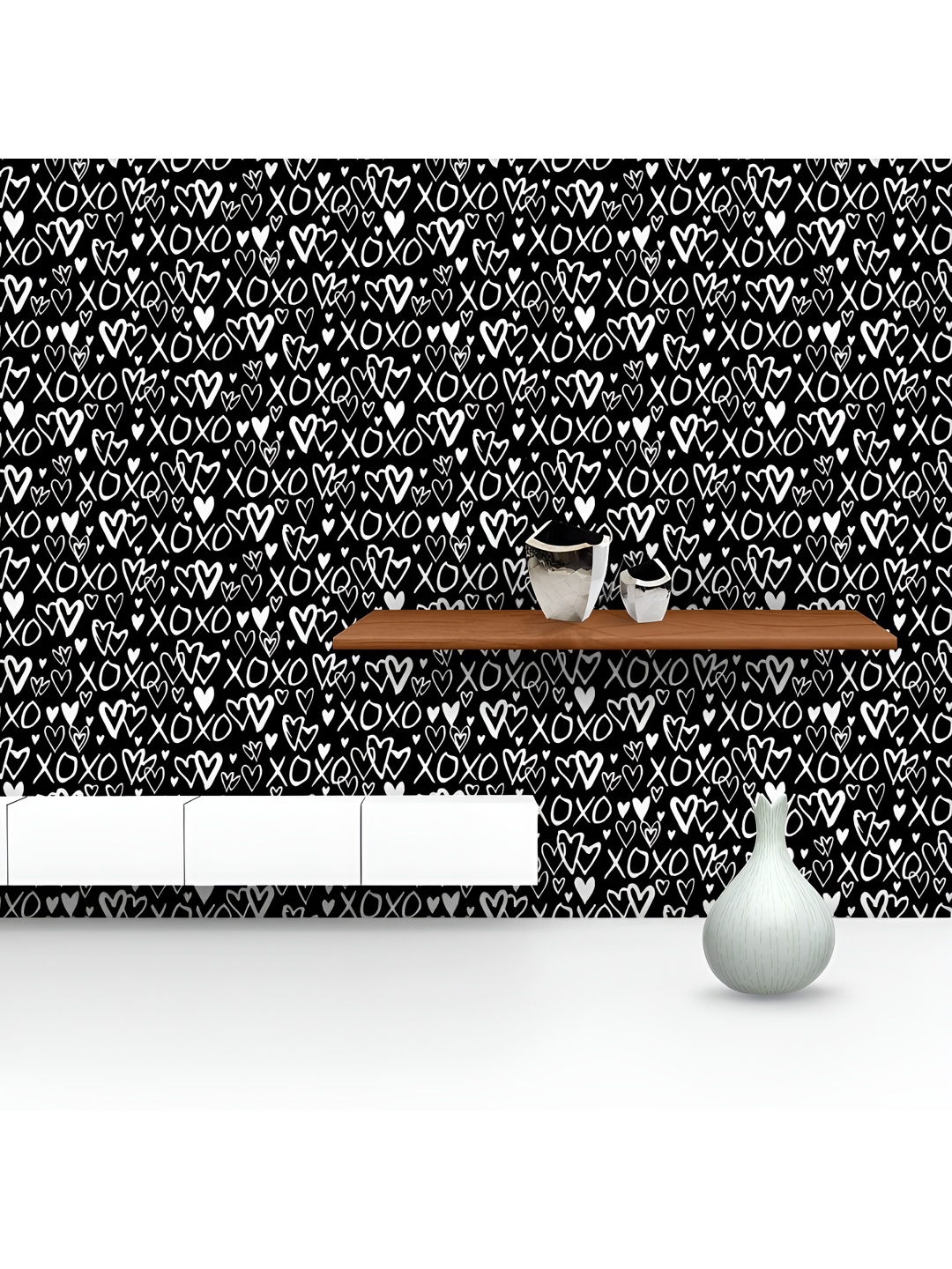 

ArtzFolio Printed UV-Resistant Anti-Bacterial Monochrome Heart Peel & Stick Wallpaper, Multi