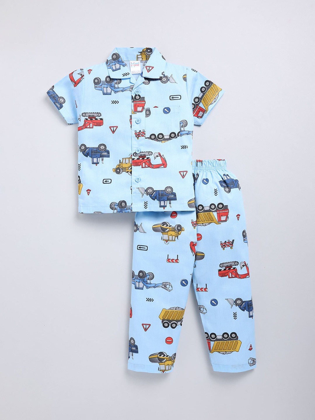 

NAUTI KIDZ Boys Cartoon Characters Printed Short Sleeves Cotton Night suit, Blue