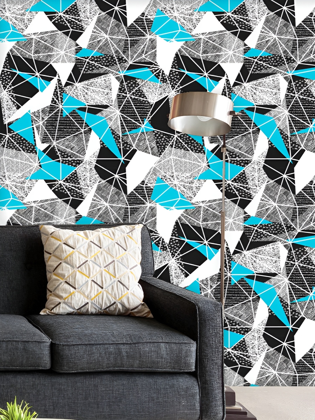 

ArtzFolio Printed UV-Resistant Anti-Bacterial Triangles Pattern Peel & Stick Wallpaper, Multi