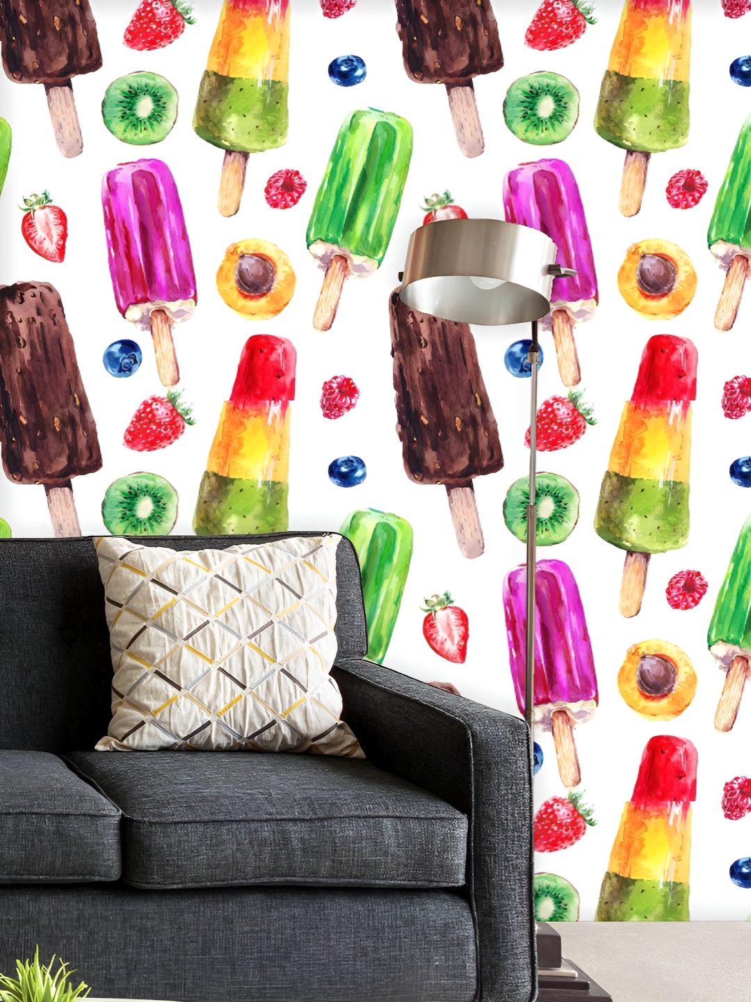 

ArtzFolio Printed UV-Resistant Anti-Bacterial Watercolor Ice Cream Peel & Stick Wallpaper, Multi