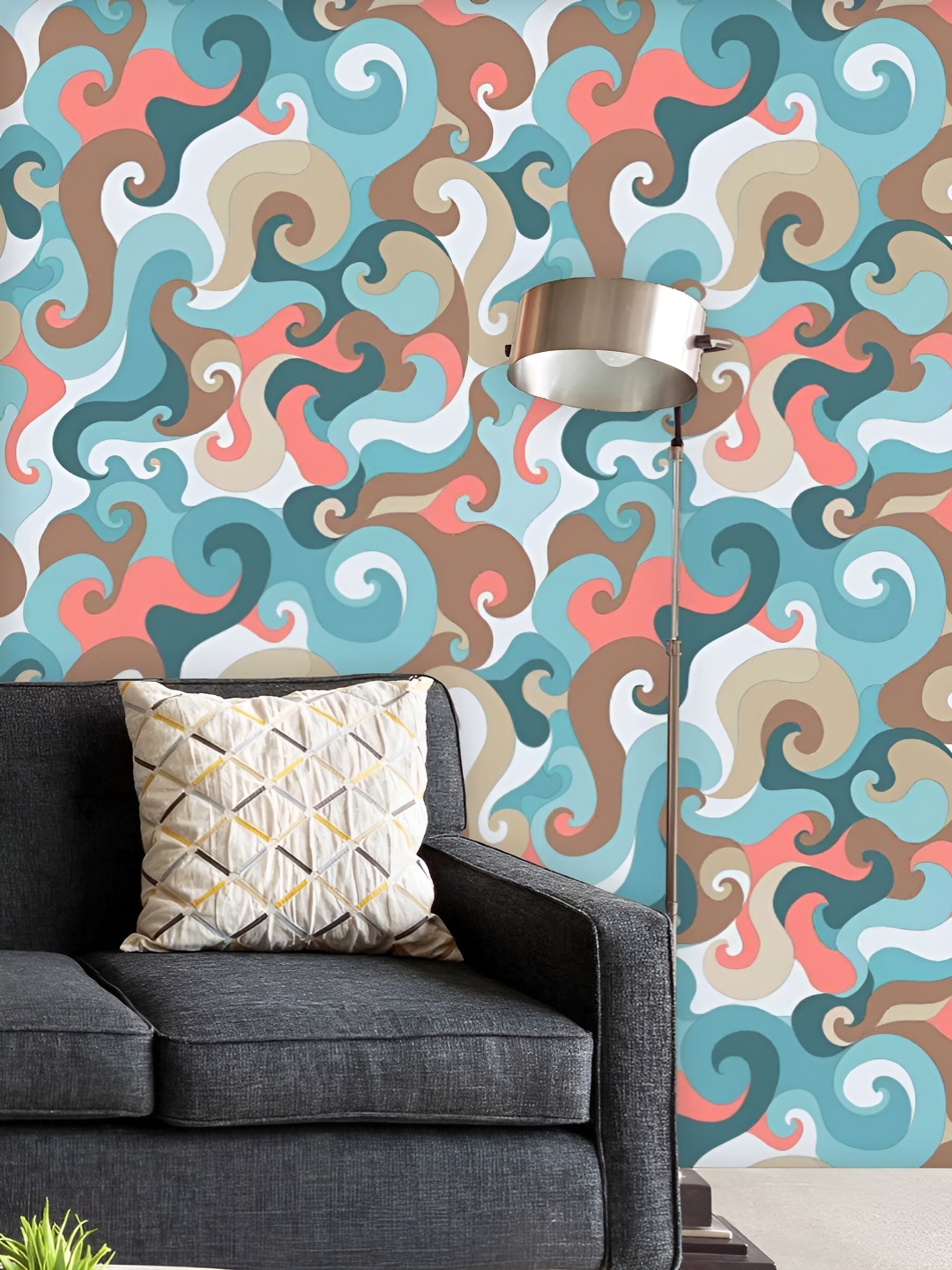 

ArtzFolio Printed UV-Resistant Anti-Bacterial Waves Peel & Stick Wallpaper, Multi