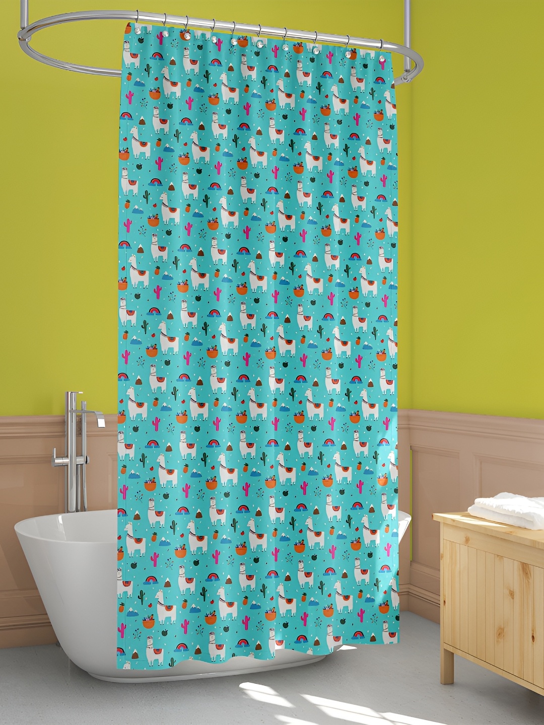 

ArtzFolio Sea Green & Pink Printed Waterproof Shower Curtain