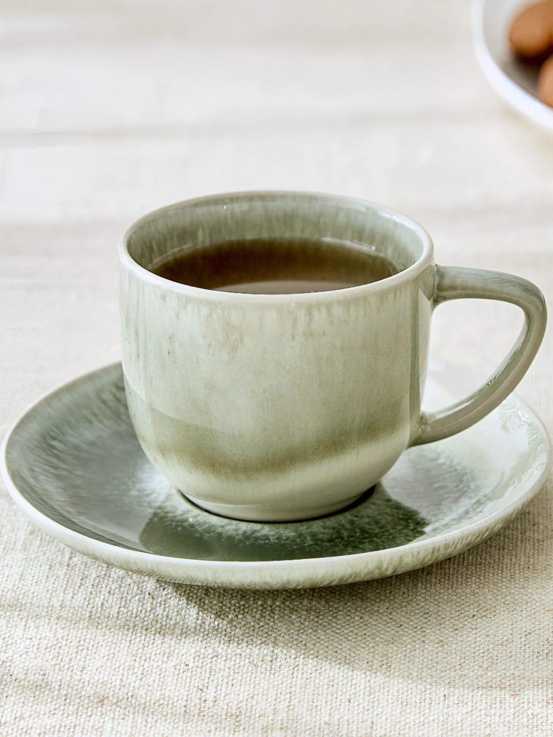 

Home Centre Green Printed Stoneware Glossy Cup and Saucer - 160ml