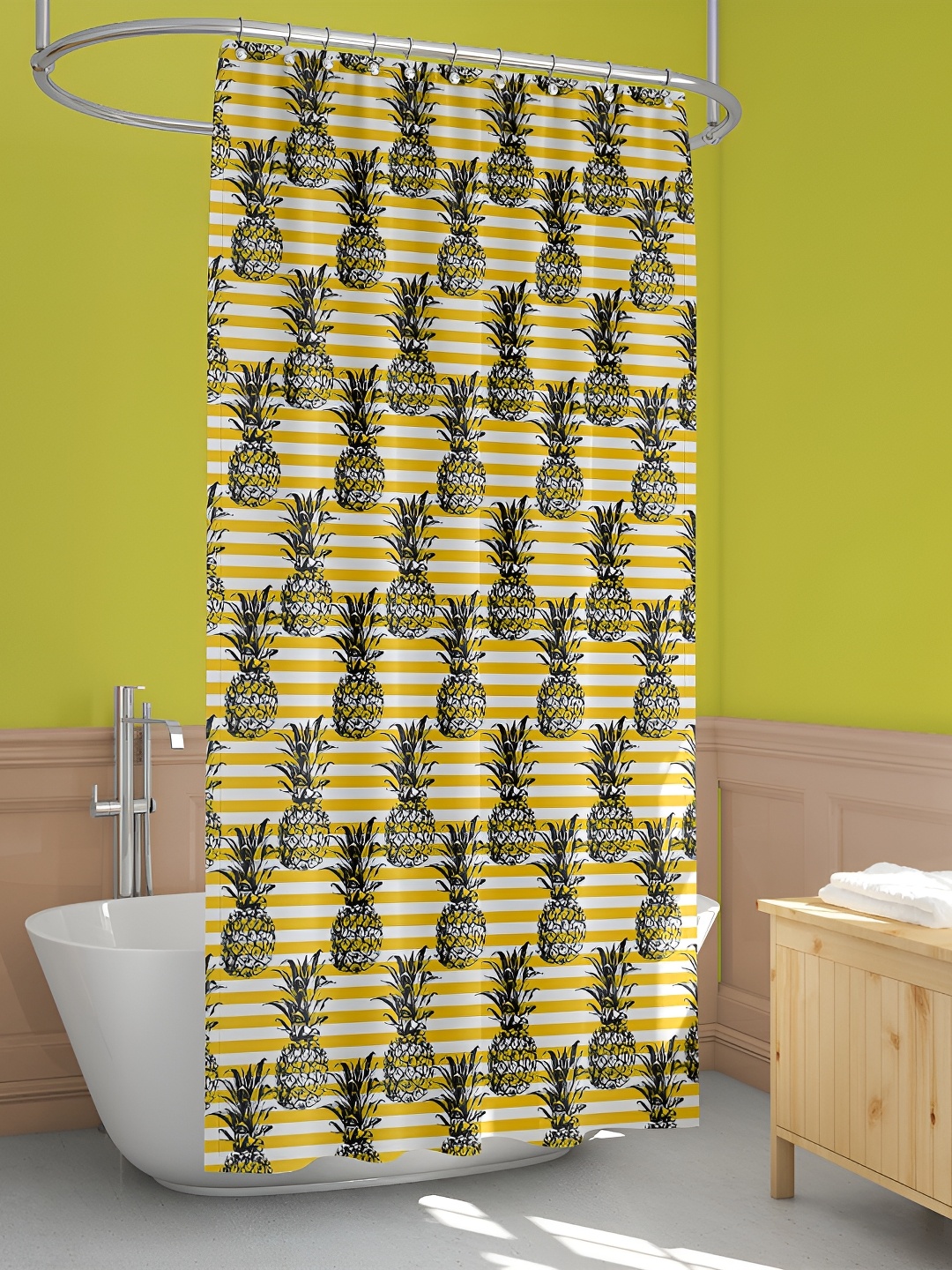

ArtzFolio Yellow & Black Printed Waterproof Shower Curtain