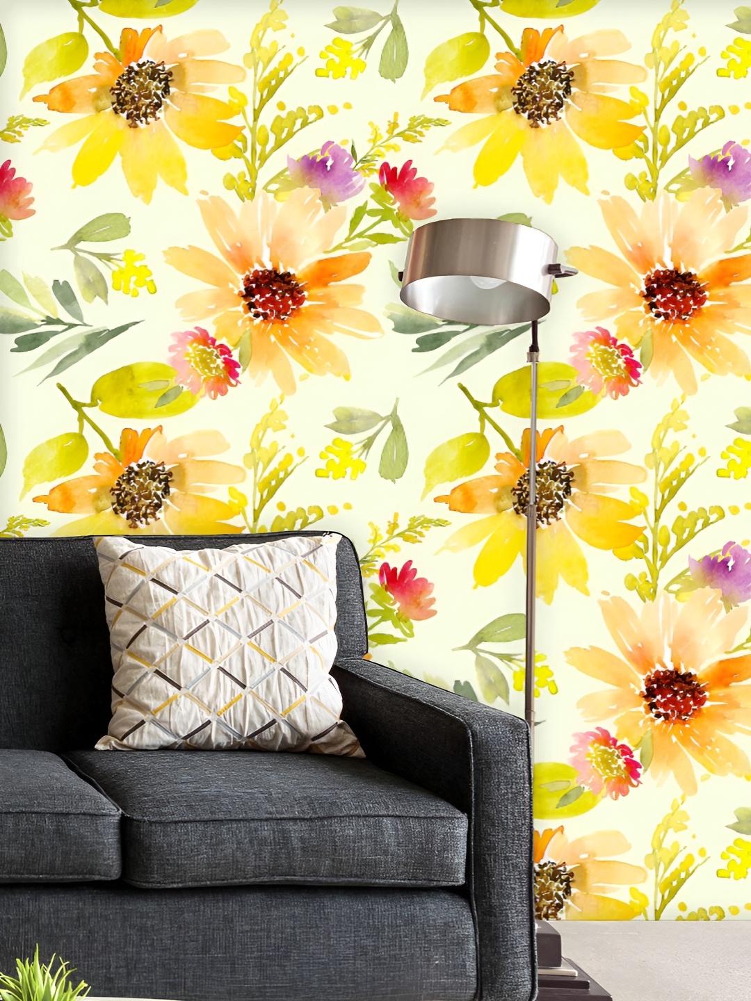 

ArtzFolio Printed UV-Resistant Anti-Bacterial Watercolor Sunflowers Peel & Stick Wallpaper, Multi