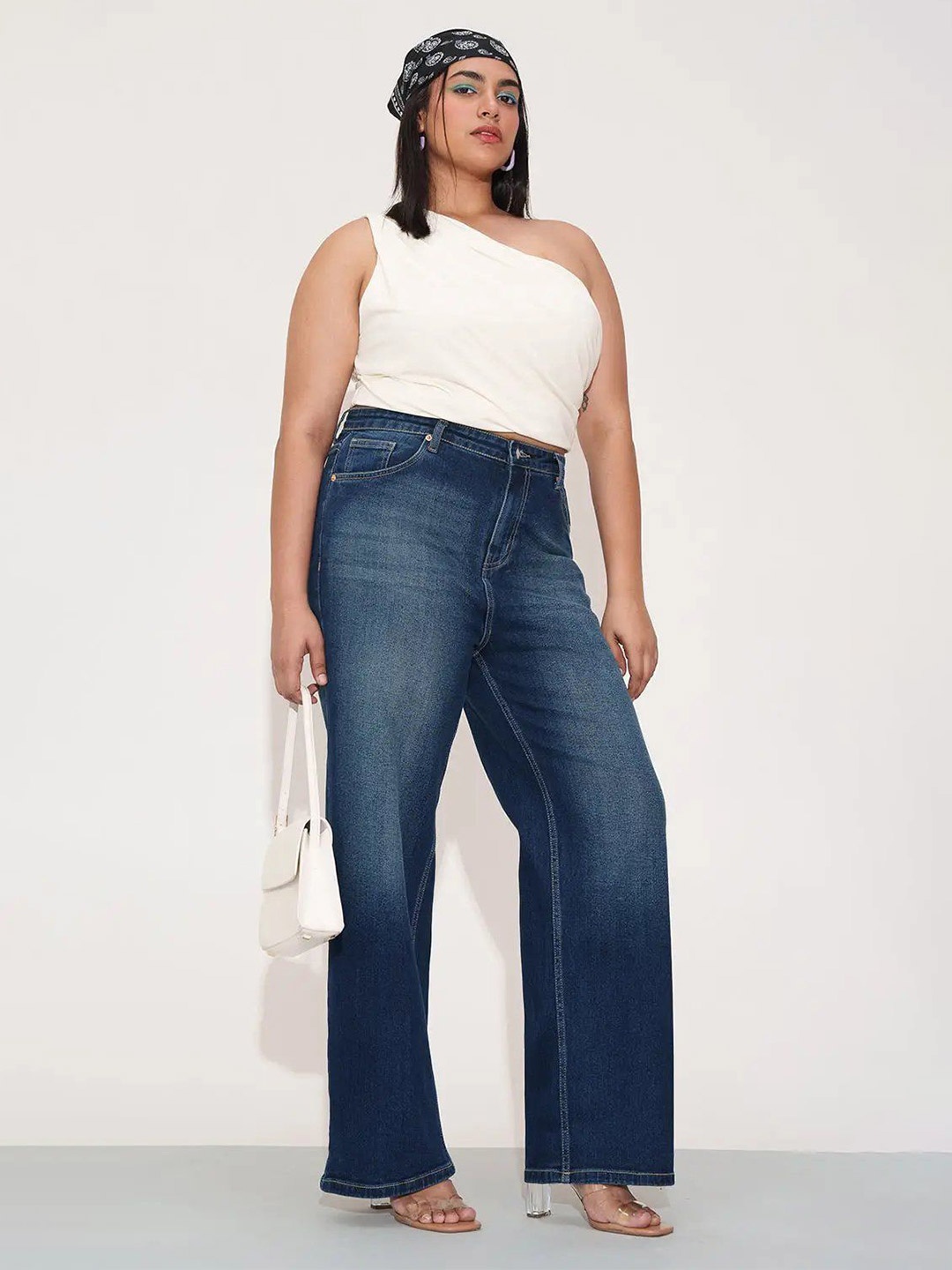 

FREAKINS Women Jean Straight Fit High-Rise Light Fade Stretchable Jeans, Blue